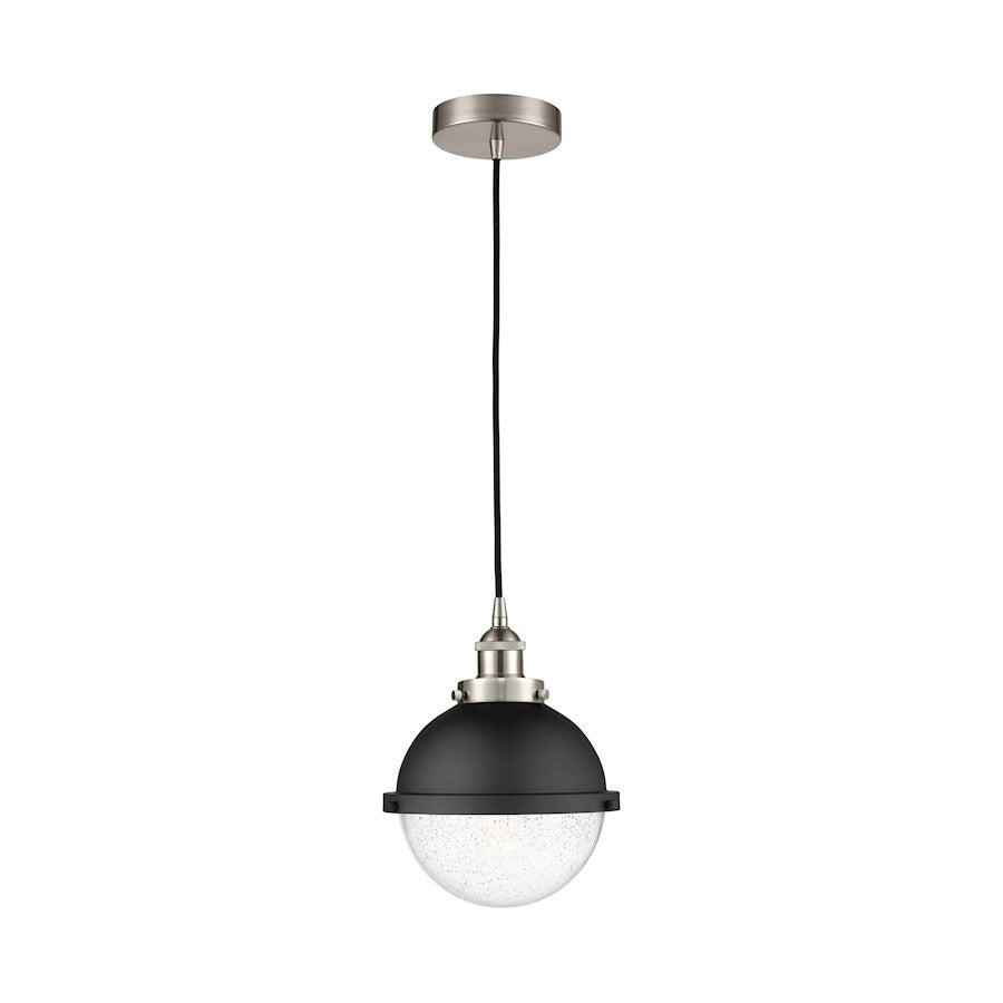 Innovations Hampden 9in 1-Light Mini Pendant | Art Nouveau Brushed Satin Nickel and Seedy Glass | Kitchen Island & Dining | Model 616-1PH-SN-HFS-84-BK