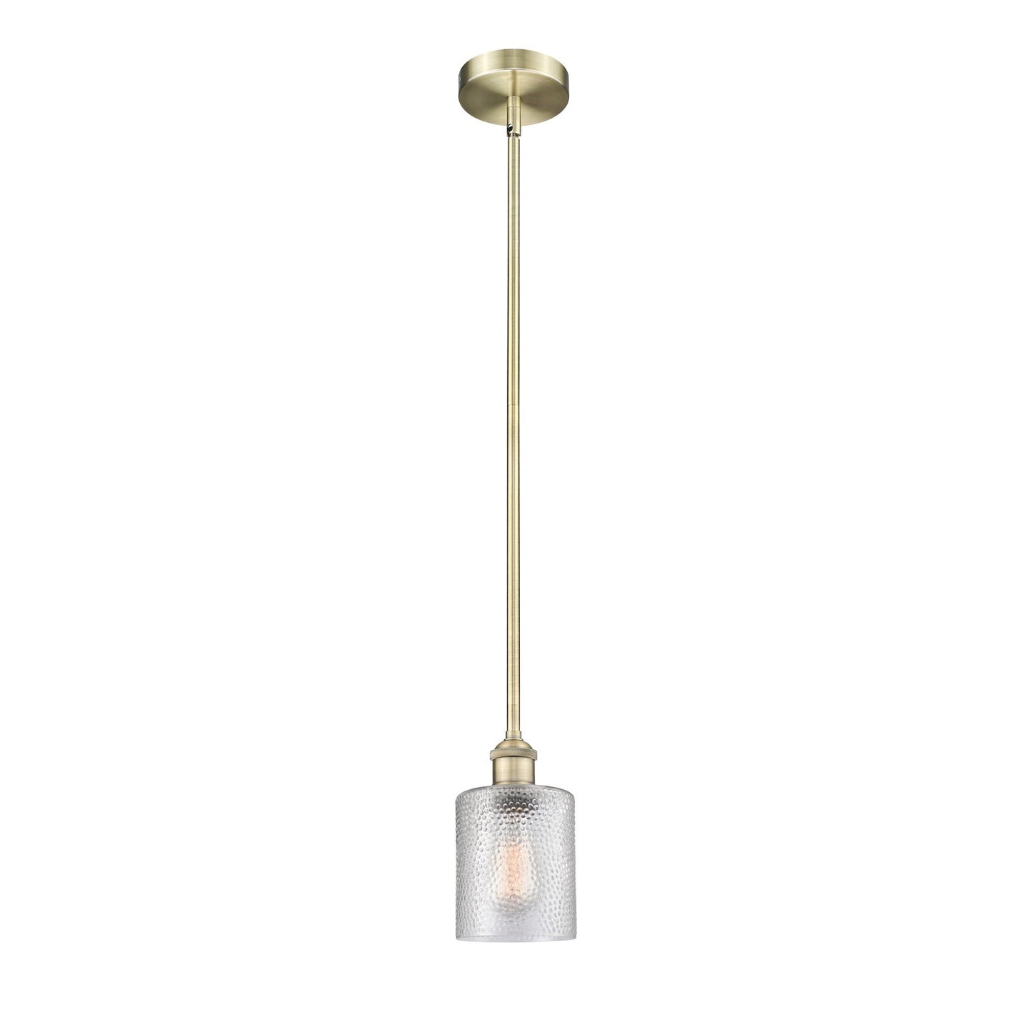 Innovations Cobbleskill 5in 1-Light Mini Pendant | Industrial Antique Brass Steel and Clear Cobbleskill Glass | Kitchen Island & | Model 616-1S-AB-G112