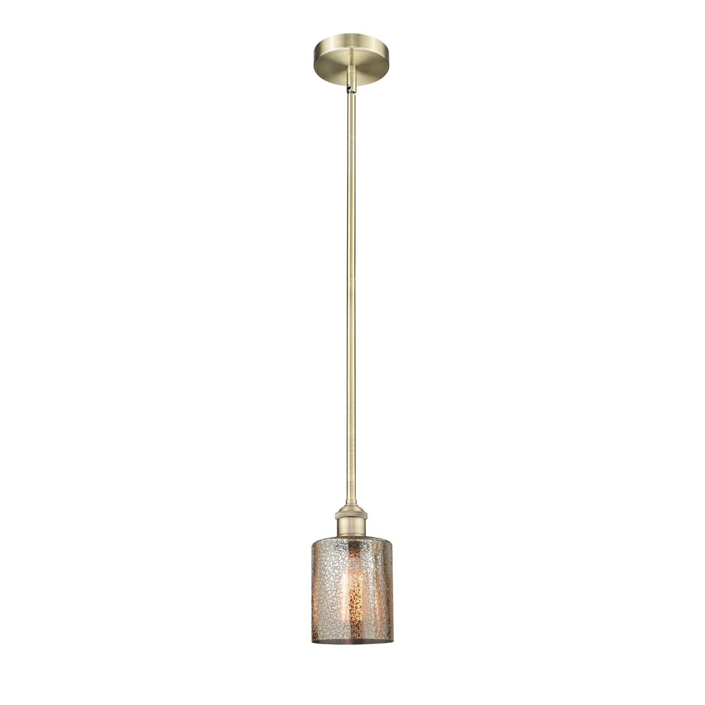 Innovations Cobbleskill 5in 1-Light Mini Pendant | Industrial Antique Brass Steel and Mercury Glass | Kitchen Island & Dining | Model 616-1S-AB-G116-LED