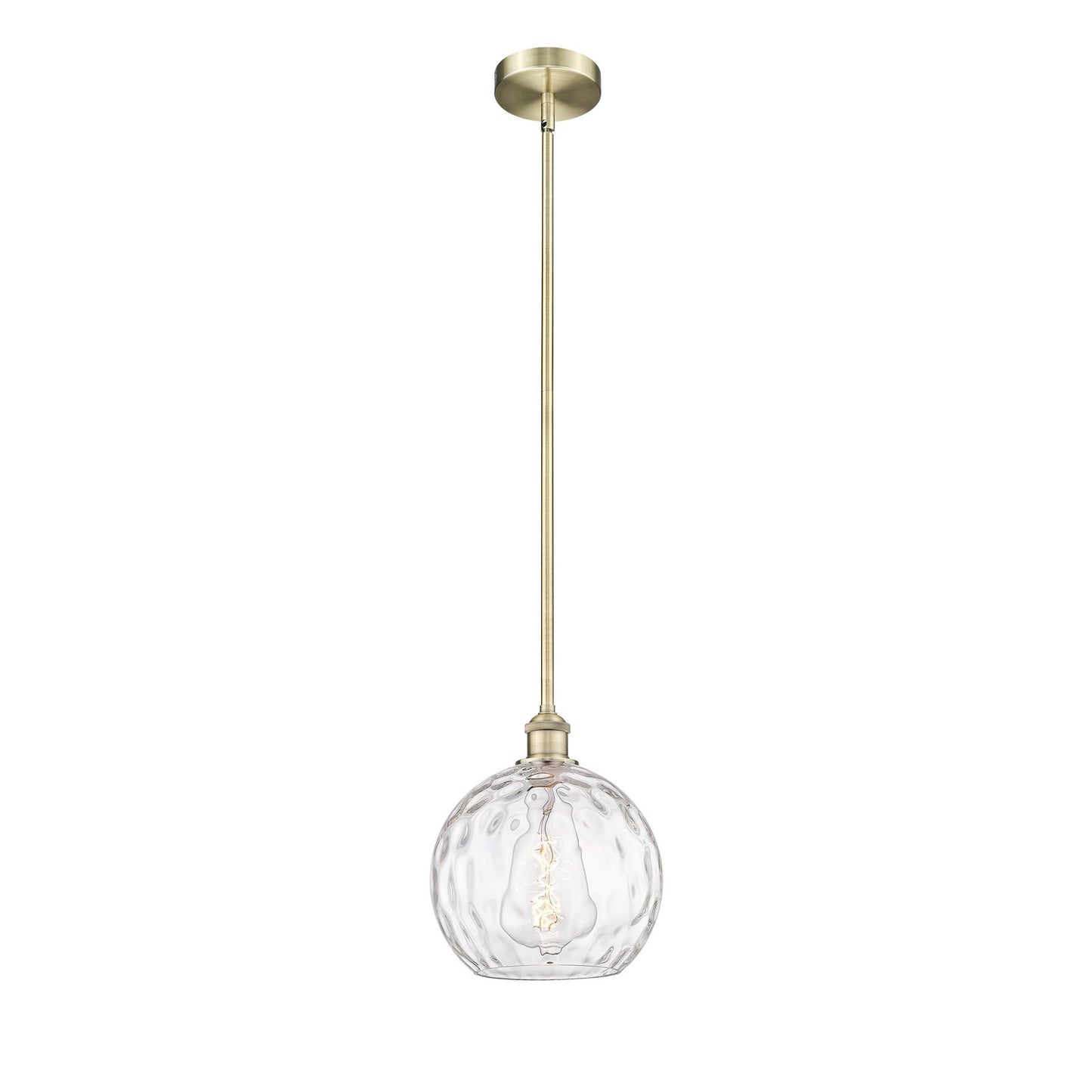 Innovations Athens Water Glass 10in 1-Light Mini Pendant | Industrial Antique Brass and Clear Glass | Kitchen Island & | Model 616-1S-AB-G1215-10-LED