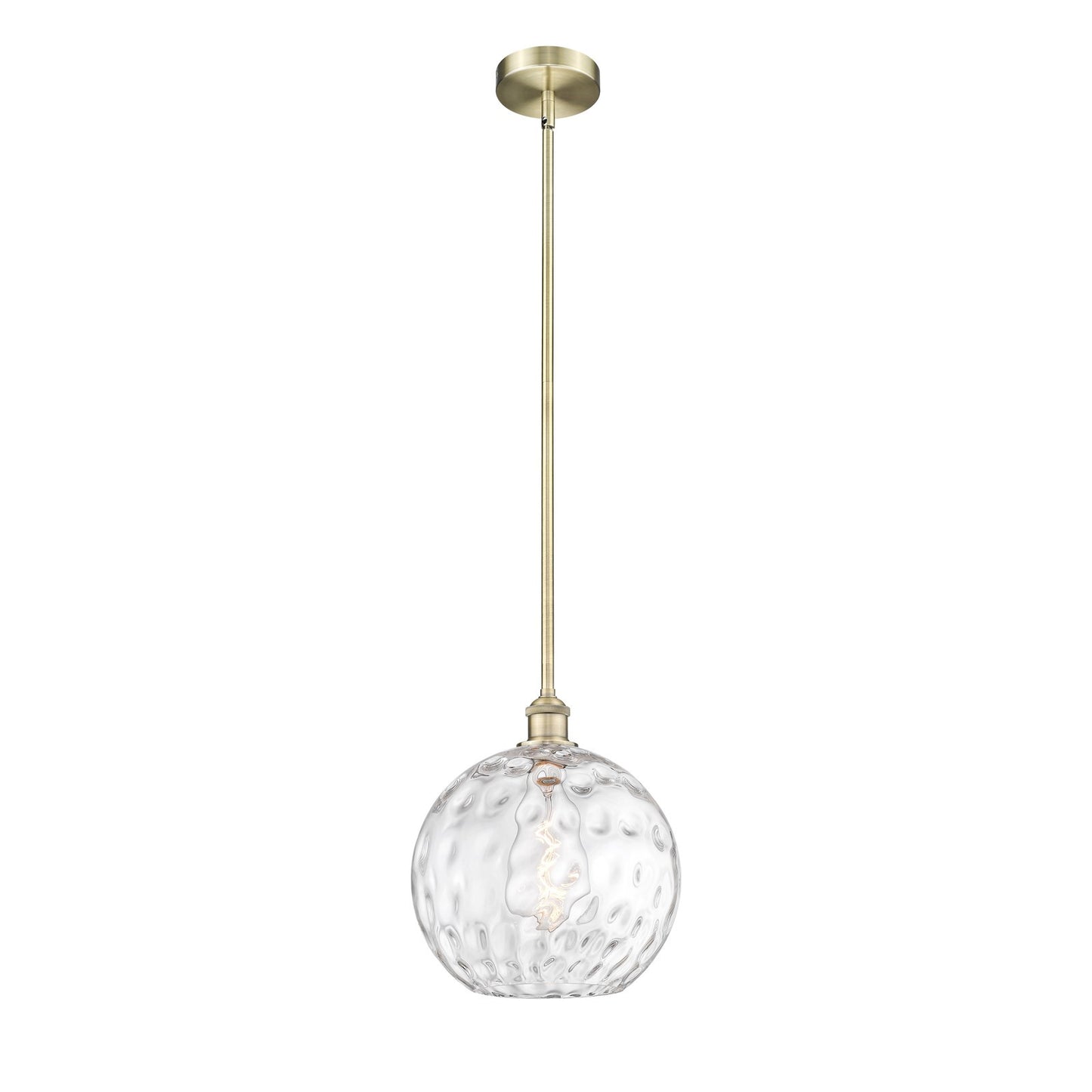 Innovations Athens Water Glass 12in 1-Light Mini Pendant | Industrial Antique Brass Steel and Clear Glass | Kitchen Island & | Model 616-1S-AB-G1215-12