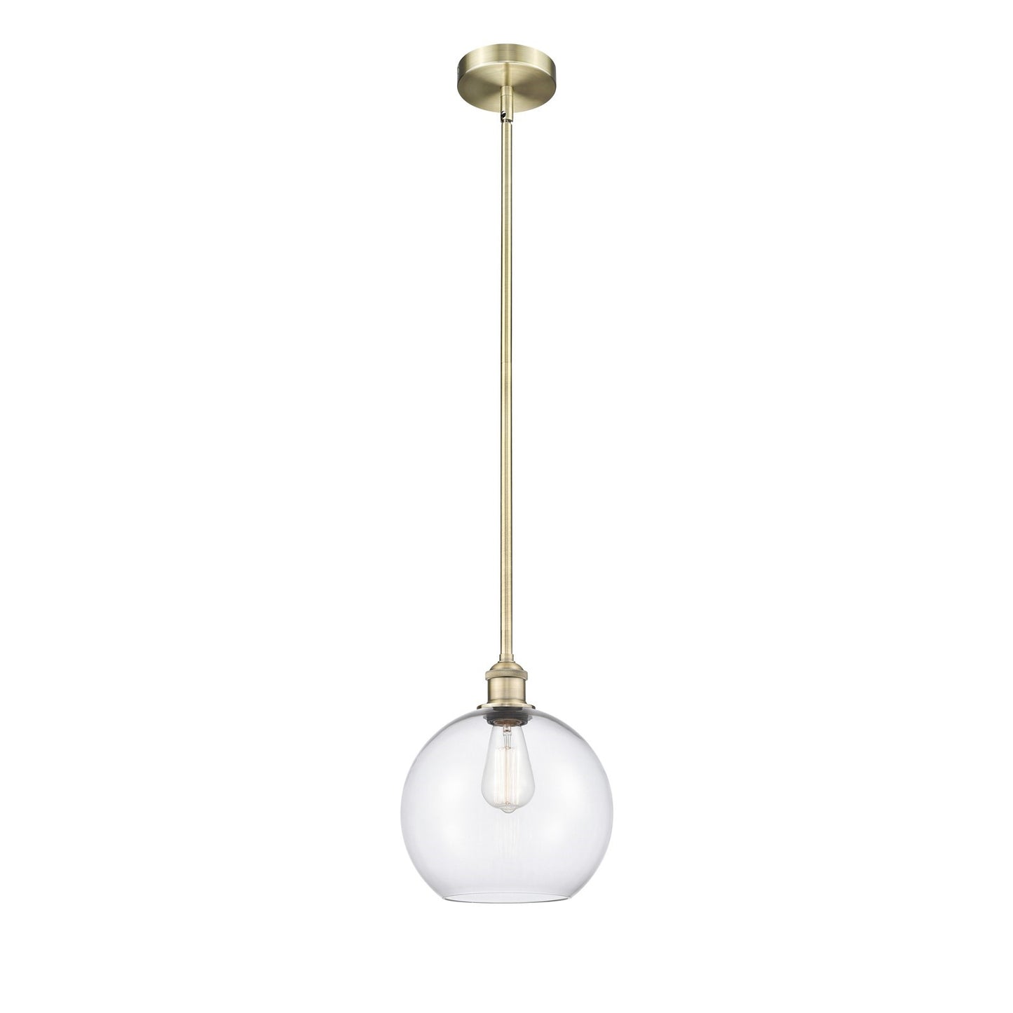 Innovations Athens 10in 1-Light Mini Pendant | Industrial Antique Brass Steel and Clear Glass | Kitchen Island & Dining Room | Model 616-1S-AB-G122-10