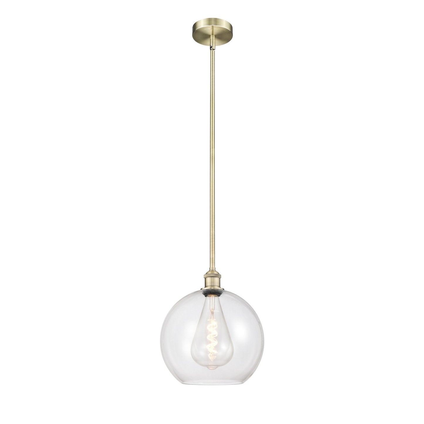 Innovations Athens 12in 1-Light Mini Pendant | Industrial Antique Brass and Clear Glass | Kitchen Island & Dining Room | 11.75 x | Model 616-1S-AB-G122-12