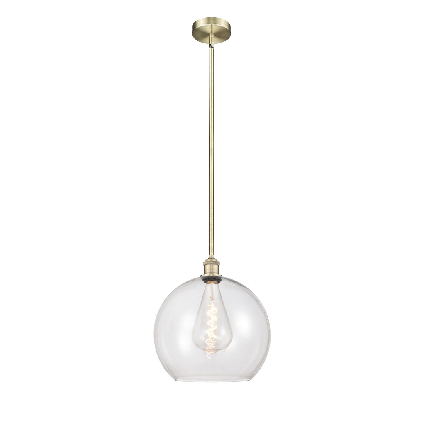 Innovations Athens 14in 1-Light Pendant | Industrial Antique Brass Steel and Clear Glass | Kitchen Island & Dining Room | Model 616-1S-AB-G122-14-LED