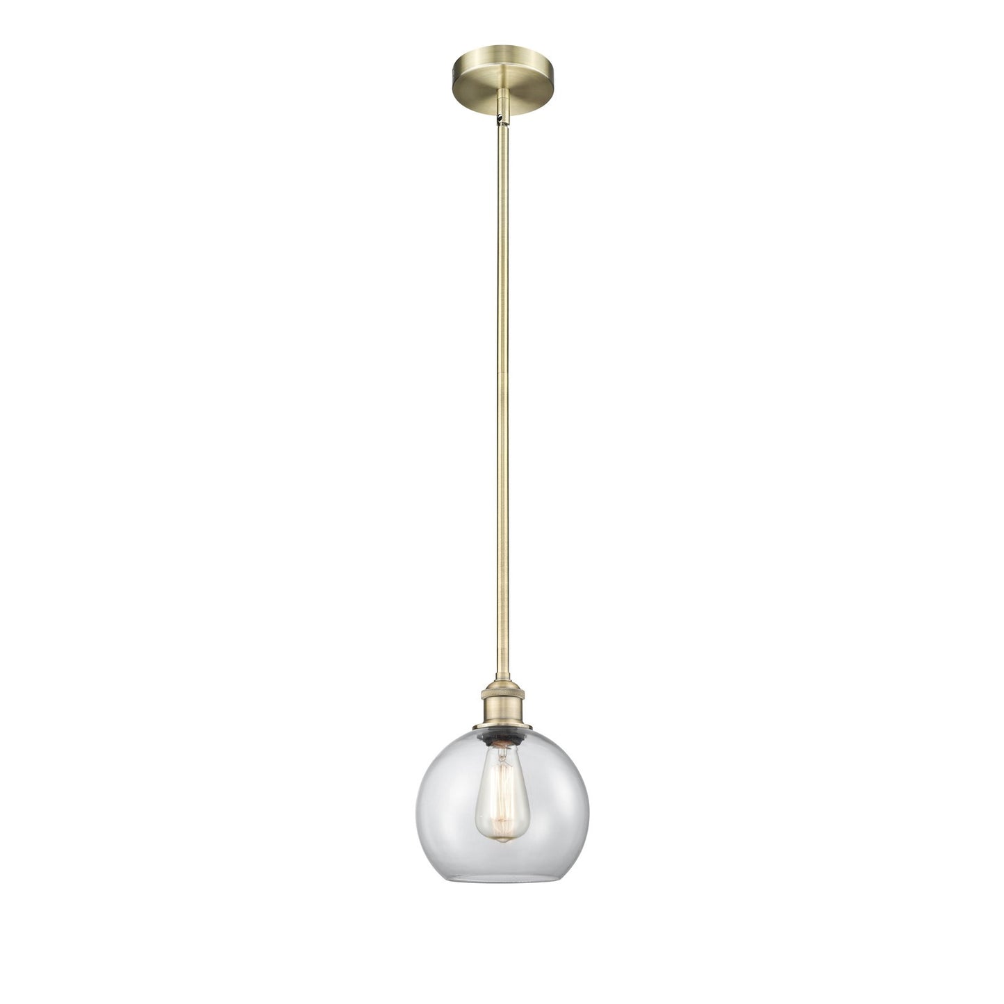 Innovations Athens 8in 1-Light Mini Pendant | Industrial Antique Brass and Clear Glass | Kitchen Island & Dining Room | 8 x 8 x | Model 616-1S-AB-G122-8