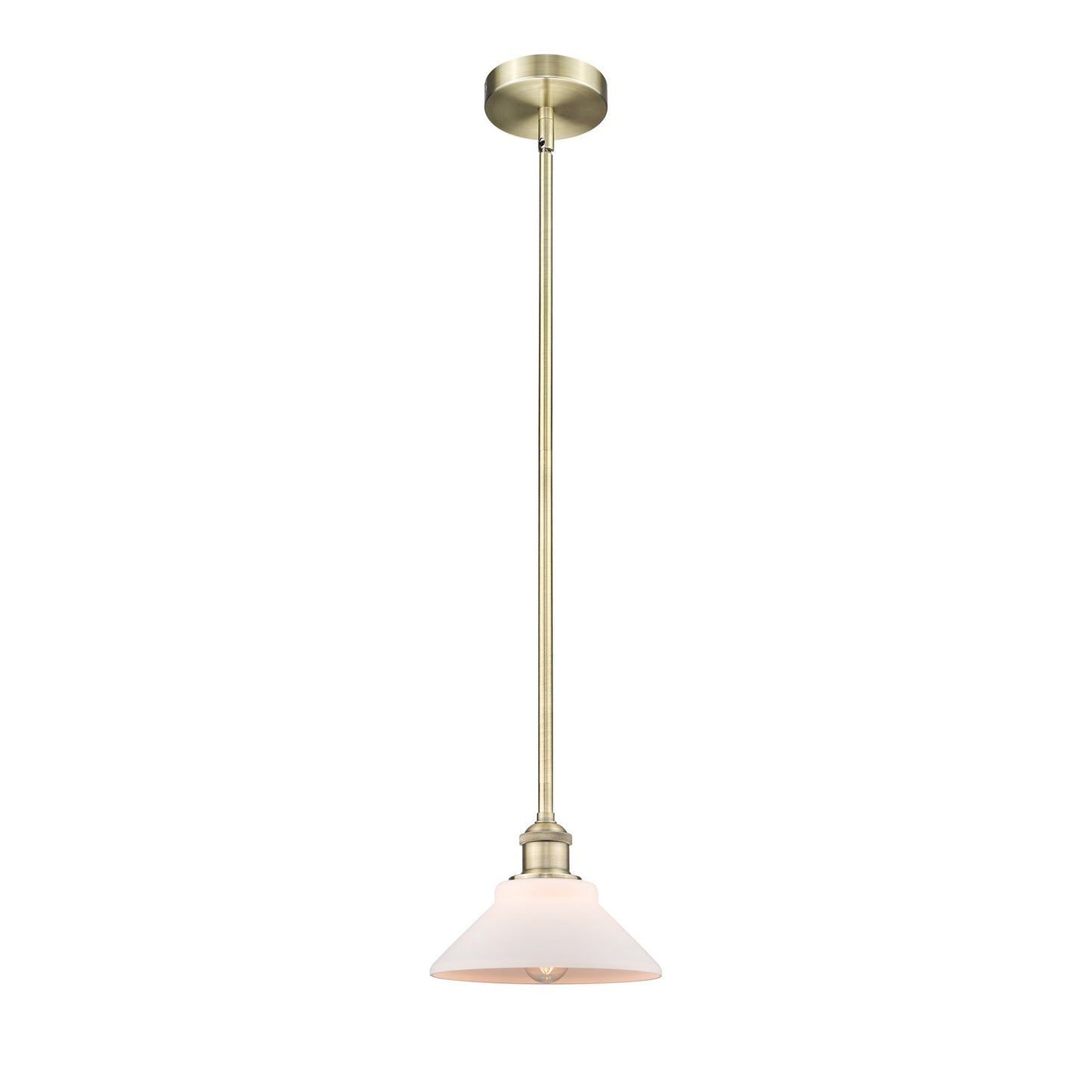 Innovations Orwell 8in 1-Light Mini Pendant | Industrial Antique Brass and Matte White Glass | Kitchen Island & Dining Room | 8.38 | Model 616-1S-AB-G131