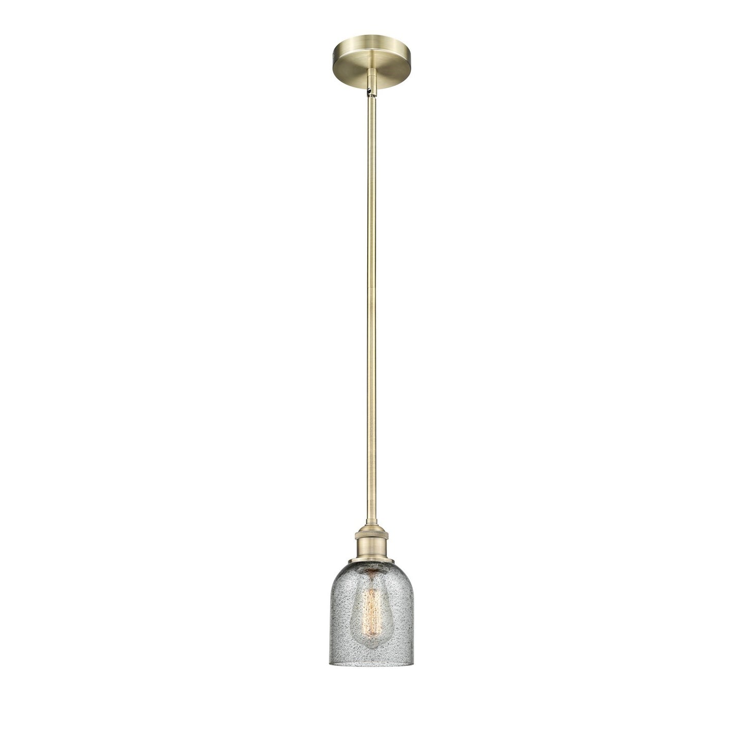 Innovations Caledonia 5in 1-Light Mini Pendant | Industrial Antique Brass Steel and Charcoal Glass | Kitchen Island & Dining | Model 616-1S-AB-G257-LED