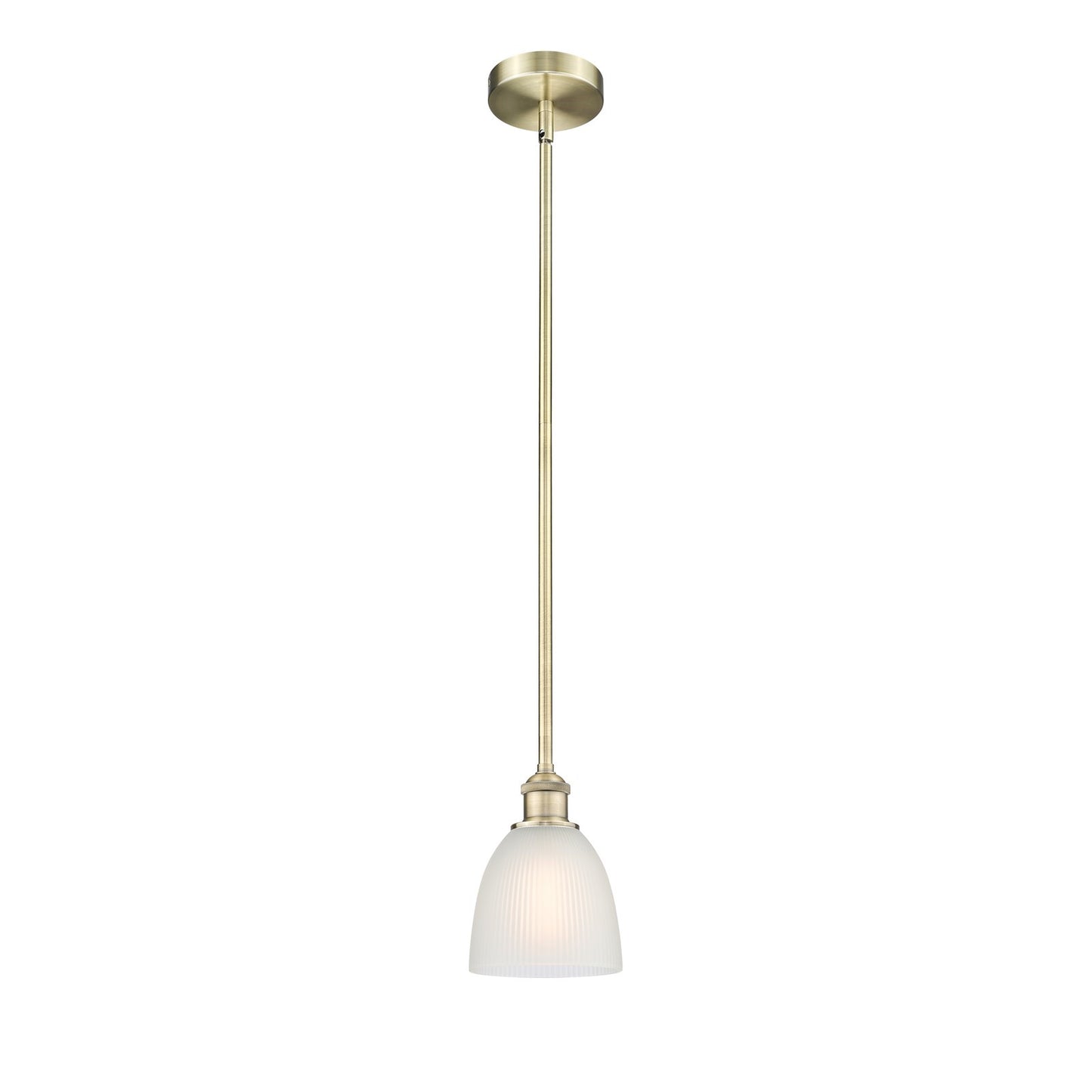 Innovations Castile 6in 1-Light Mini Pendant | Industrial Antique Brass Steel and White Castile Glass | Kitchen Island & Dining | Model 616-1S-AB-G381
