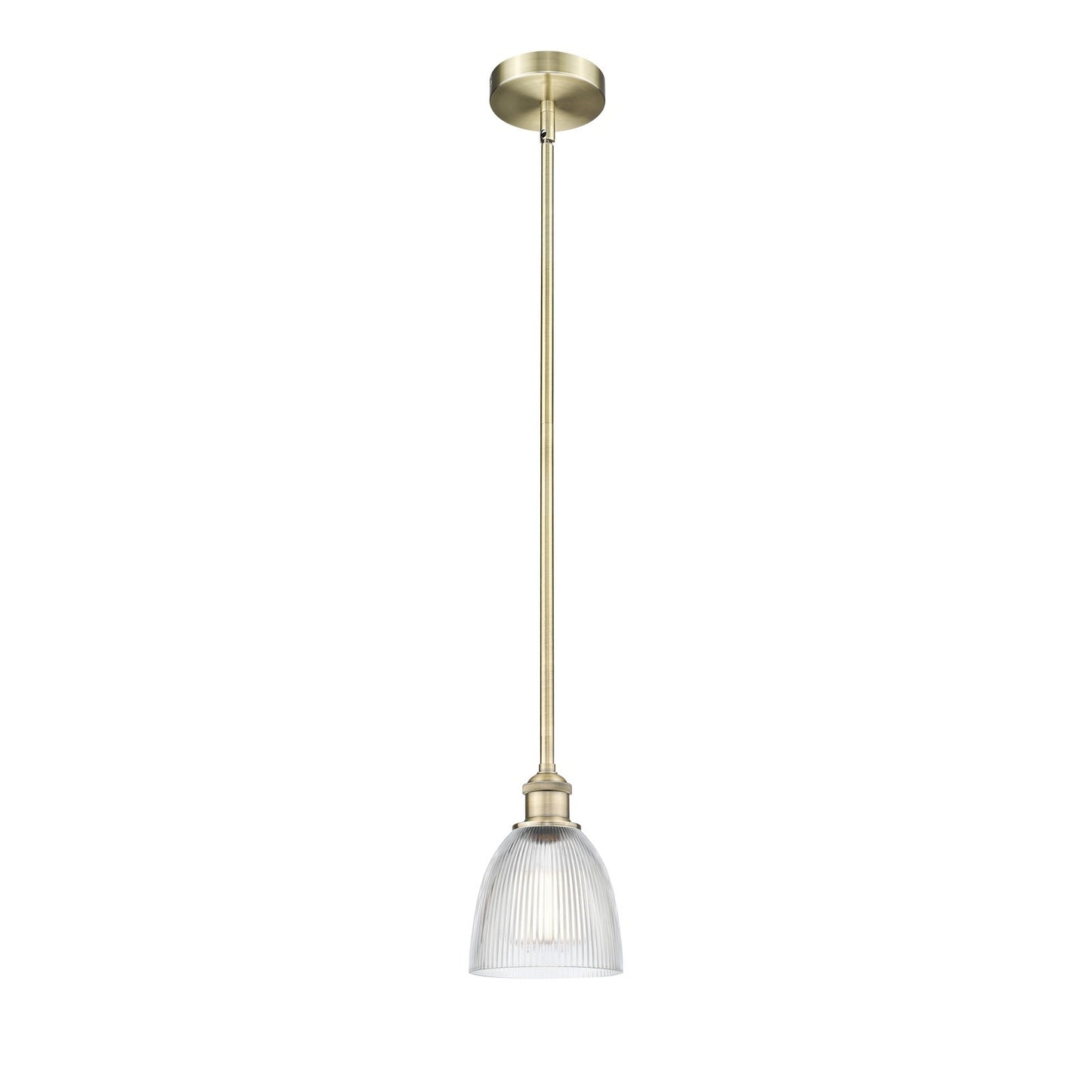 Innovations Castile 6in 1-Light Mini Pendant | Industrial Antique Brass Steel and Clear Glass | Kitchen Island & Dining Room | Model 616-1S-AB-G382-LED
