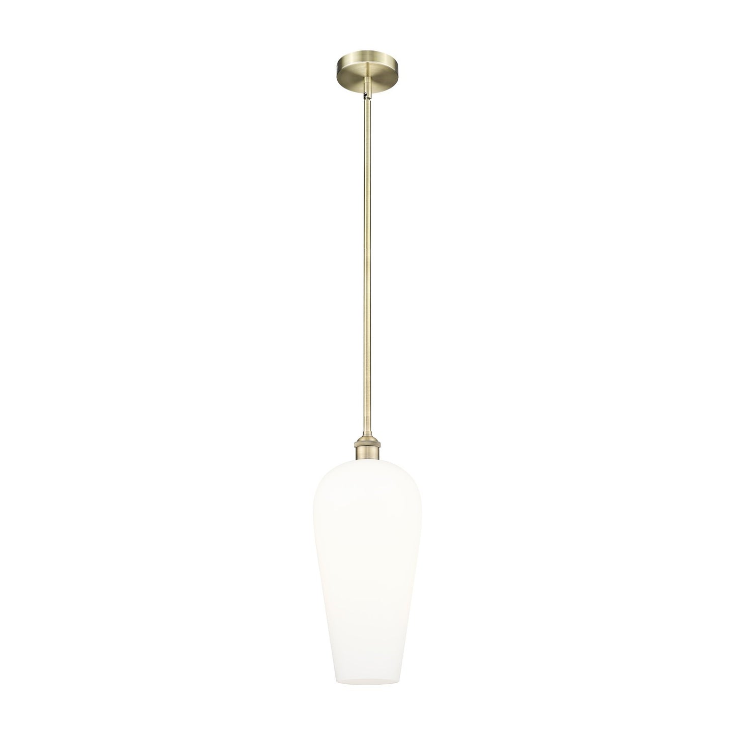 Innovations Chelsea 8in 1-Light Mini Pendant | Industrial Antique Brass Steel and White Glass | Kitchen Island & Dining Room | Model 616-1S-AB-G456-8WH