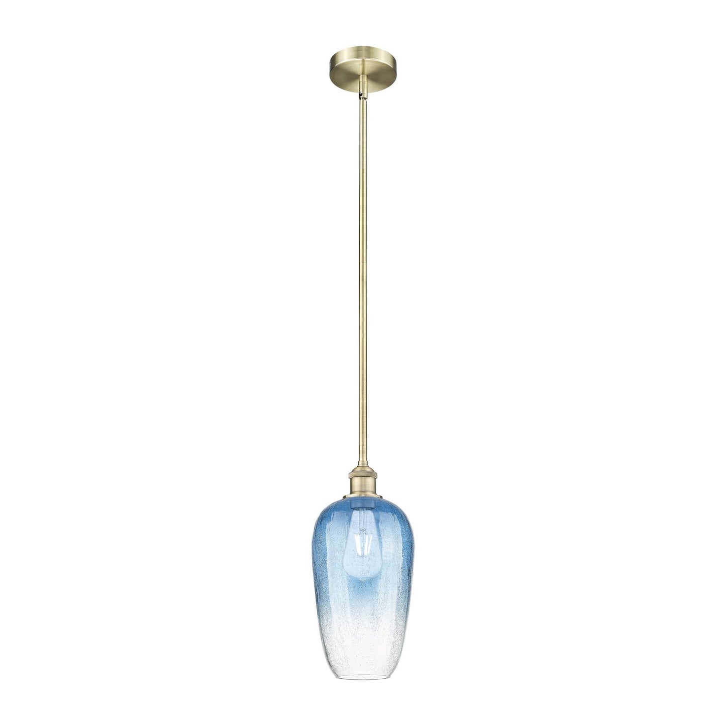 Innovations Brookhaven Flute 7in 1-Light Mini Pendant | Industrial Antique Brass Steel and Sapphire Blue Glass | Kitchen Island | Model 616-1S-AB-G484-7SB