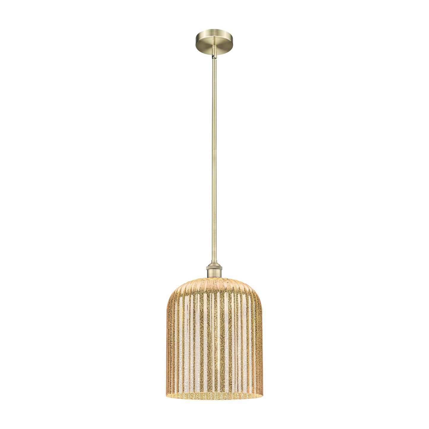 Innovations Bridal Veil 5in 1-Light Mini Pendant | Art Nouveau Antique Brass Steel and Mercury Ribbed Glass | Kitchen Island & | Model 616-1S-AB-G559-12ME