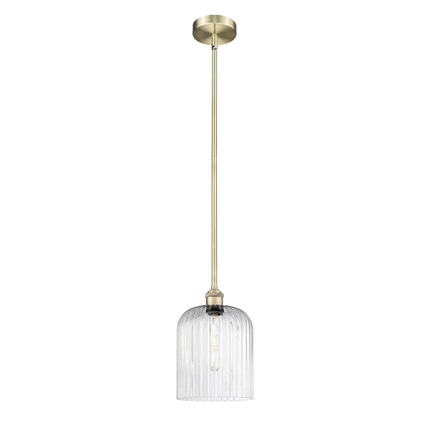 Innovations Bridal Veil 5in 1-Light Mini Pendant | Art Nouveau Antique Brass Steel and Seedy Ribbed Glass | Kitchen Island & | Model 616-1S-AB-G559-8SDY