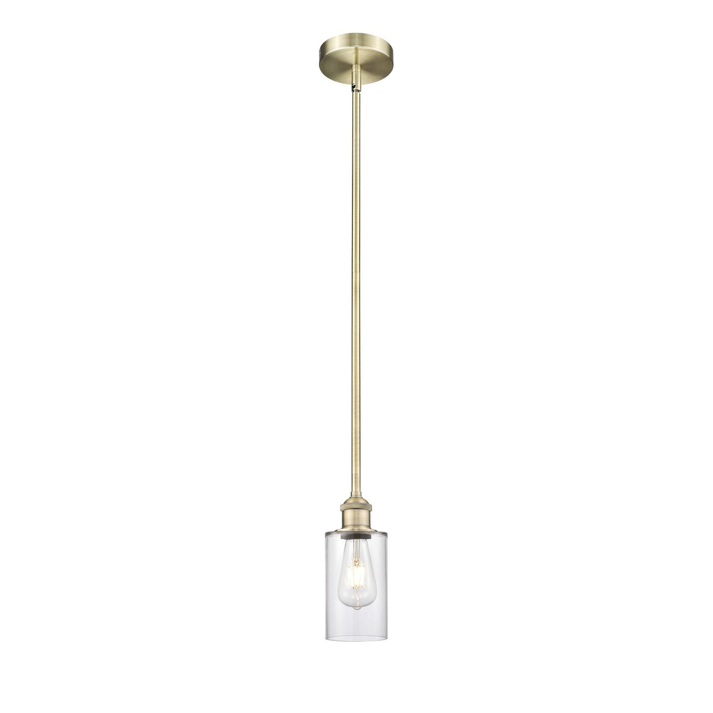 Innovations Clymer 4in 1-Light Mini Pendant | Art Nouveau Antique Brass Steel and Clear Glass | Kitchen Island & Dining Room | 3.88 | Model 616-1S-AB-G802