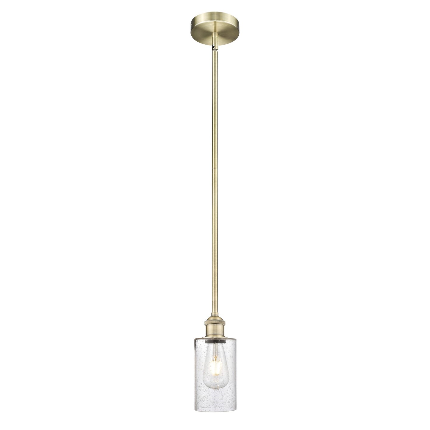 Innovations Clymer 4in 1-Light Mini Pendant | Art Nouveau Antique Brass Steel and Seedy Glass | Kitchen Island & Dining Room | 3.88 | Model 616-1S-AB-G804