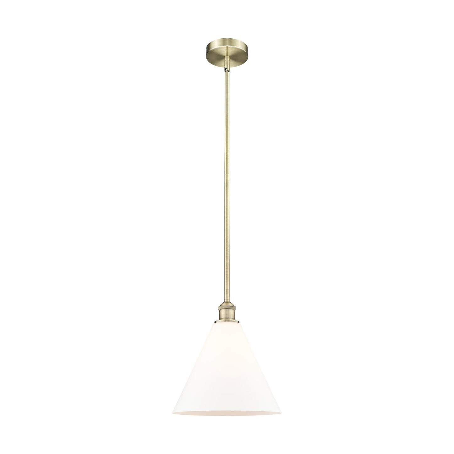 Innovations Berkshire 12in 1-Light Mini Pendant | Industrial Antique Brass Steel and Matte White Glass | Kitchen Island & Dining | Model 616-1S-AB-GBC-121