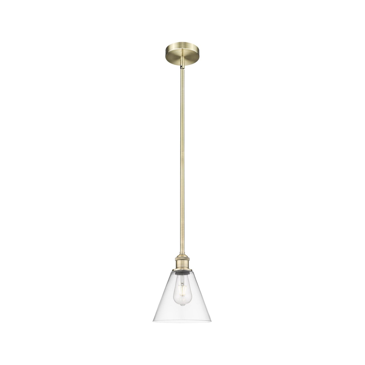 Innovations Berkshire Glass 8in 1-Light Mini Pendant | Industrial Antique Brass Steel and Clear Glass | Kitchen Island & Dining | Model 616-1S-AB-GBC-82