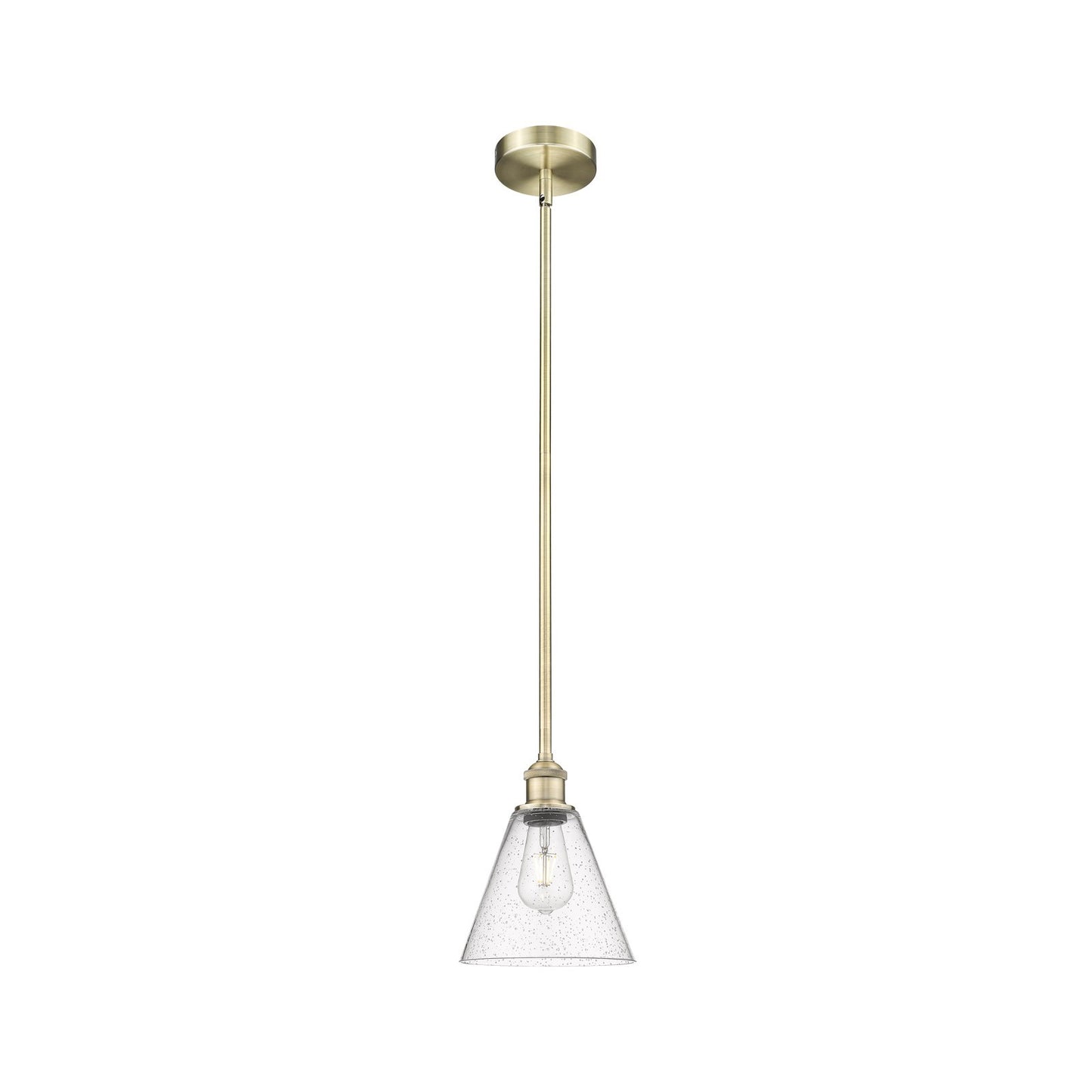 Innovations Berkshire Glass 8in 1-Light Mini Pendant | Industrial Antique Brass Steel and Seedy Glass | Kitchen Island & Dining | Model 616-1S-AB-GBC-84