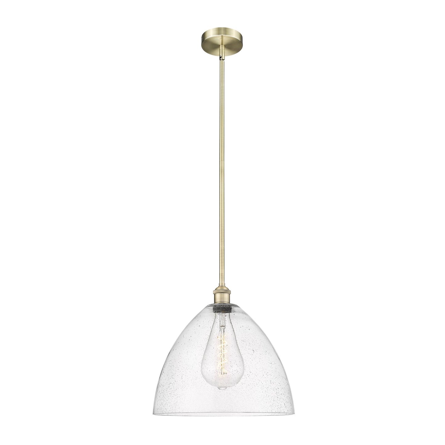 Innovations Bristol 16in 1-Light Pendant | Industrial Antique Brass Steel and Seedy Glass | Kitchen Island & Dining Room | 16 x | Model 616-1S-AB-GBD-164