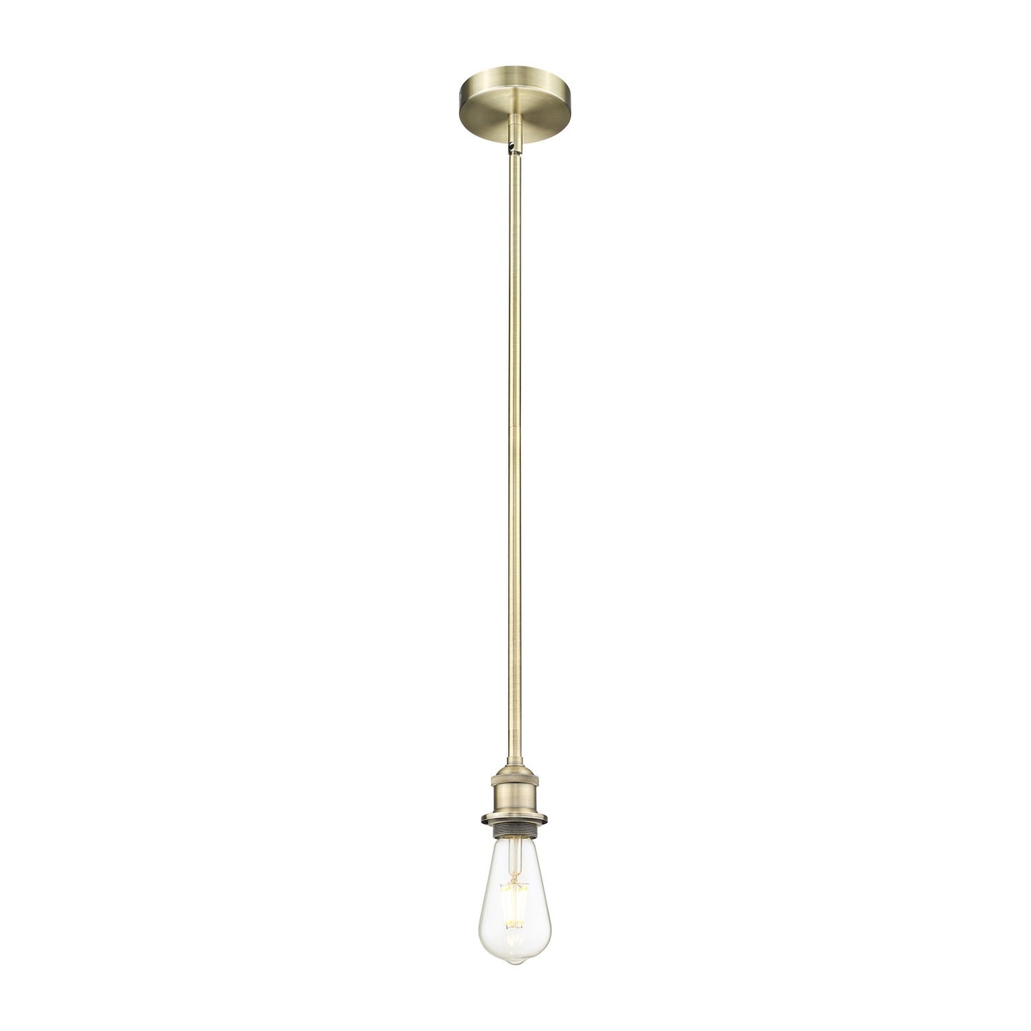 Innovations Lighting Edison 2in 1-Light Mini Pendant | Industrial Antique Brass Steel Bare Bulb | Kitchen Island & Dining Room | Model 616-1S-AB-LED