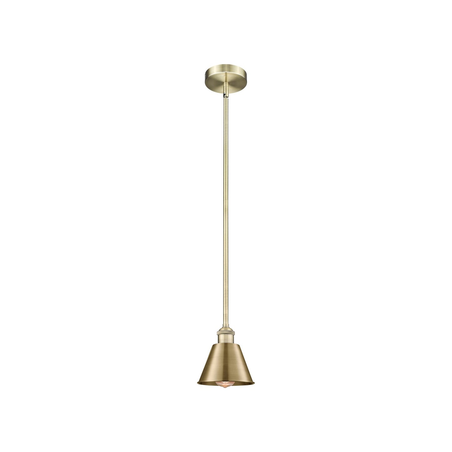 Innovations Smithfield 7in 1-Light Mini Pendant | Industrial Antique Brass Steel and Antique Brass Metal Shade | Kitchen Island & | Model 616-1S-AB-M8