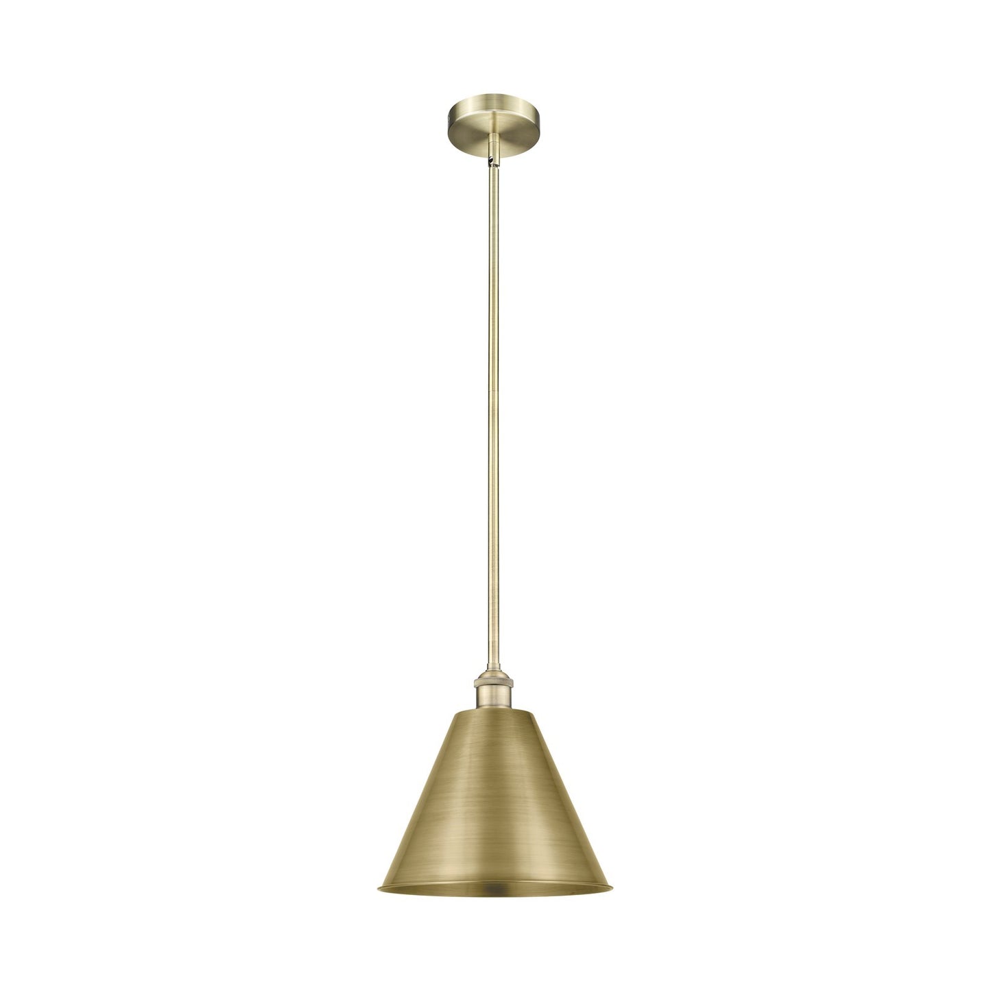 Innovations Berkshire 12in 1-Light Mini Pendant | Industrial Antique Brass Steel and Cast Brass Metal Shade | Kitchen | Model 616-1S-AB-MBC-12-AB-LED