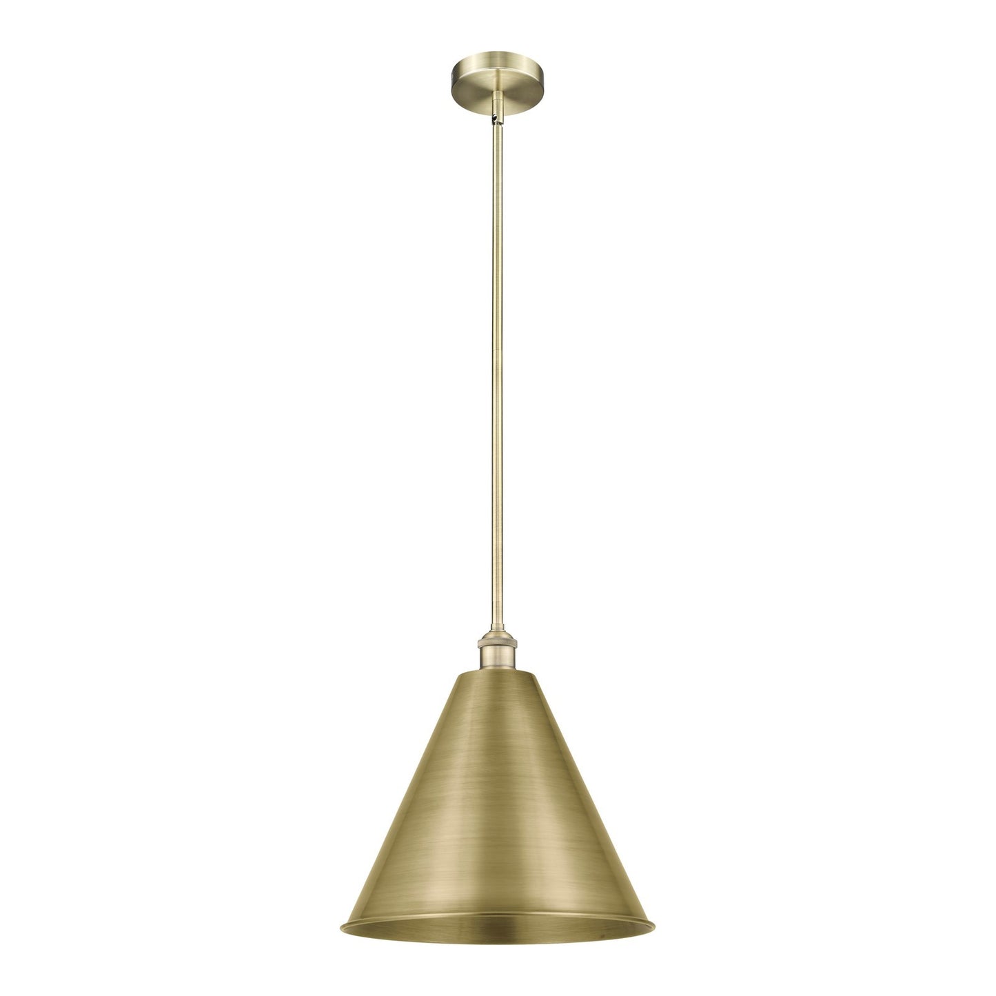 Innovations Berkshire Metal 16in 1-Light Mini Pendant | Industrial Antique Brass Steel and Cast Brass Metal Shade | Kitchen | Model 616-1S-AB-MBC-16-AB