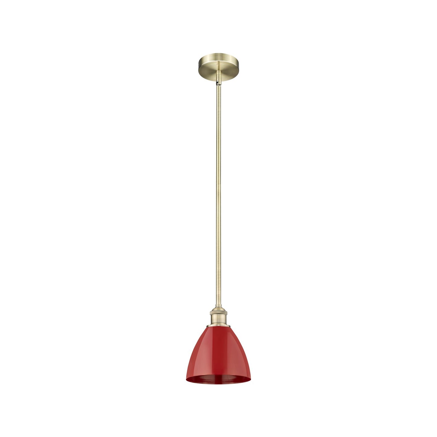 Innovations Plymouth 8in 1-Light Mini Pendant | Industrial Antique Brass Steel and Matte Red Metal | Kitchen Island | 7.5 x | Model 616-1S-AB-MBD-75-RD
