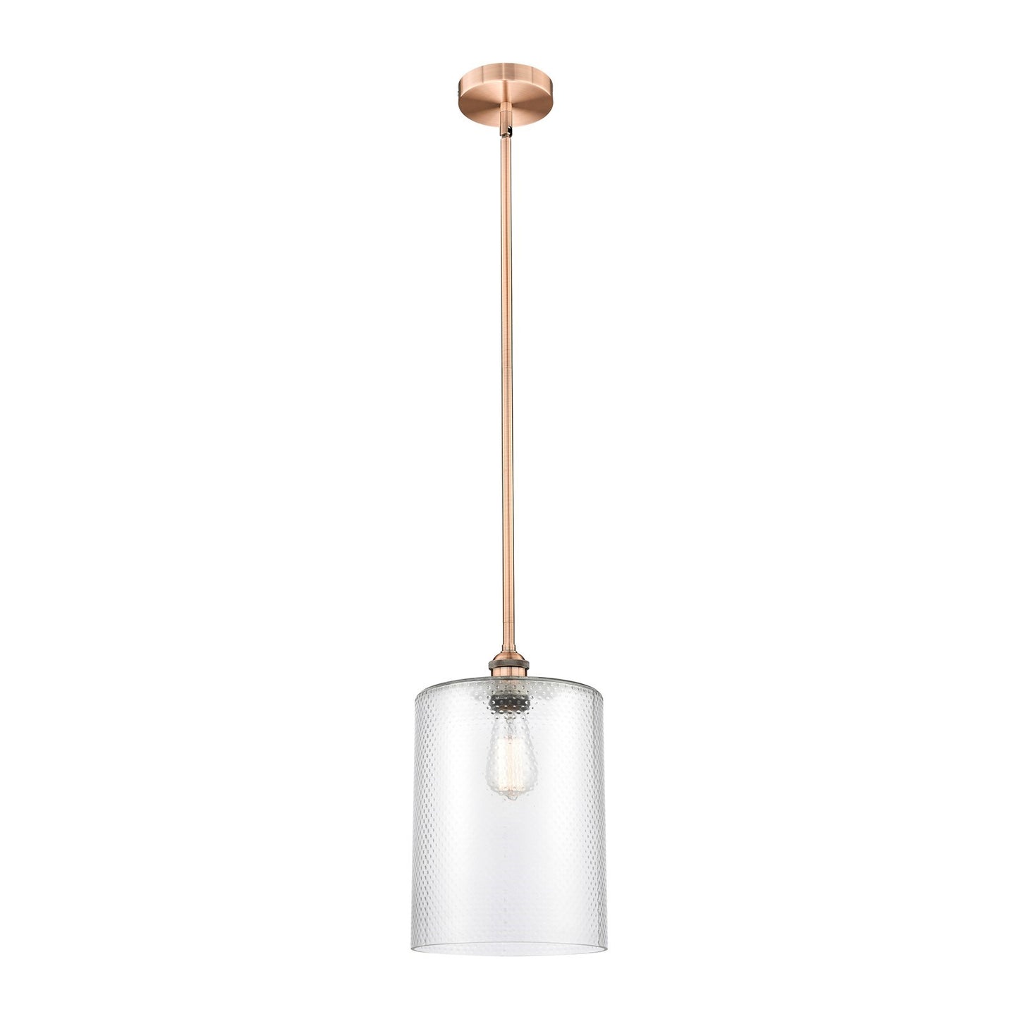 Innovations Cobbleskill 9in 1-Light Mini Pendant | Industrial Antique Copper Steel and Clear Glass | Kitchen Island & Dining Room | Model 616-1S-AC-G112-L