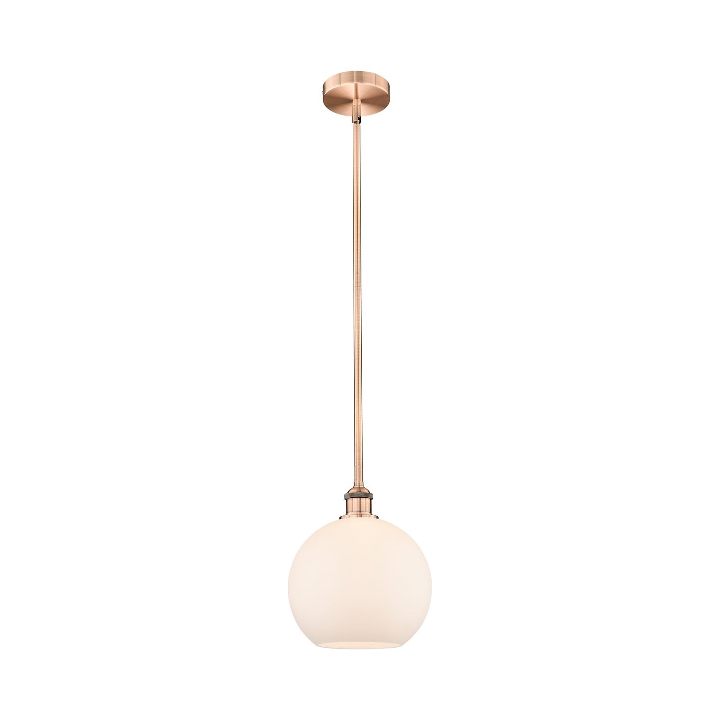 Innovations Athens 10in 1-Light Mini Pendant | Industrial Antique Copper Steel and Matte White Glass | Kitchen Island | 10 x 10 | Model 616-1S-AC-G121-10