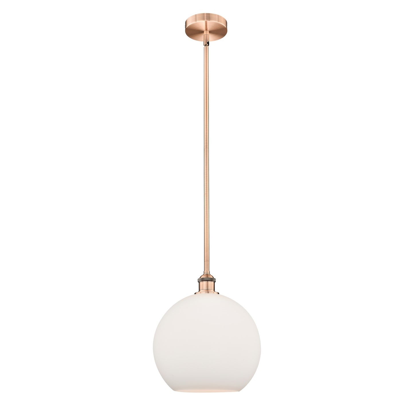 Innovations Athens 12in 1-Light Mini Pendant | Industrial Antique Copper Steel and Matte White Glass | Kitchen Island & Dining | Model 616-1S-AC-G121-12