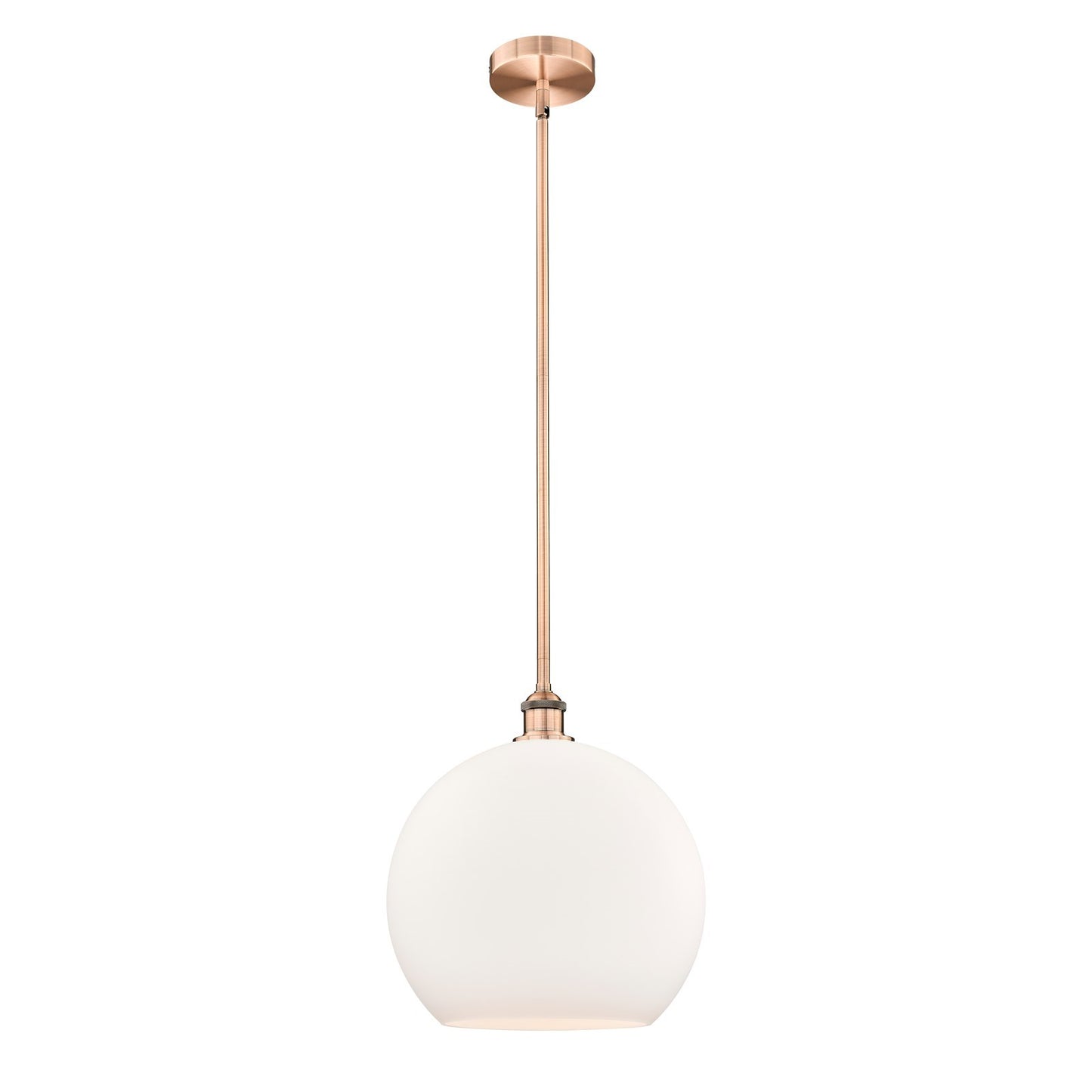 Innovations Athens 14in 1-Light Pendant | Industrial Antique Copper Steel and Matte White Glass | Kitchen Island & Dining | Model 616-1S-AC-G121-14-LED