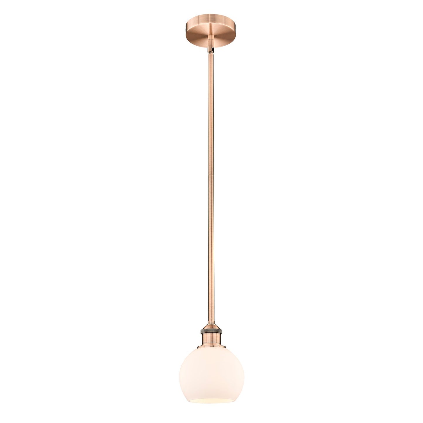 Innovations Athens 6in 1-Light Mini Pendant | Industrial Antique Copper Steel and Matte White Glass | Kitchen Island & Dining | Model 616-1S-AC-G121-6-LED