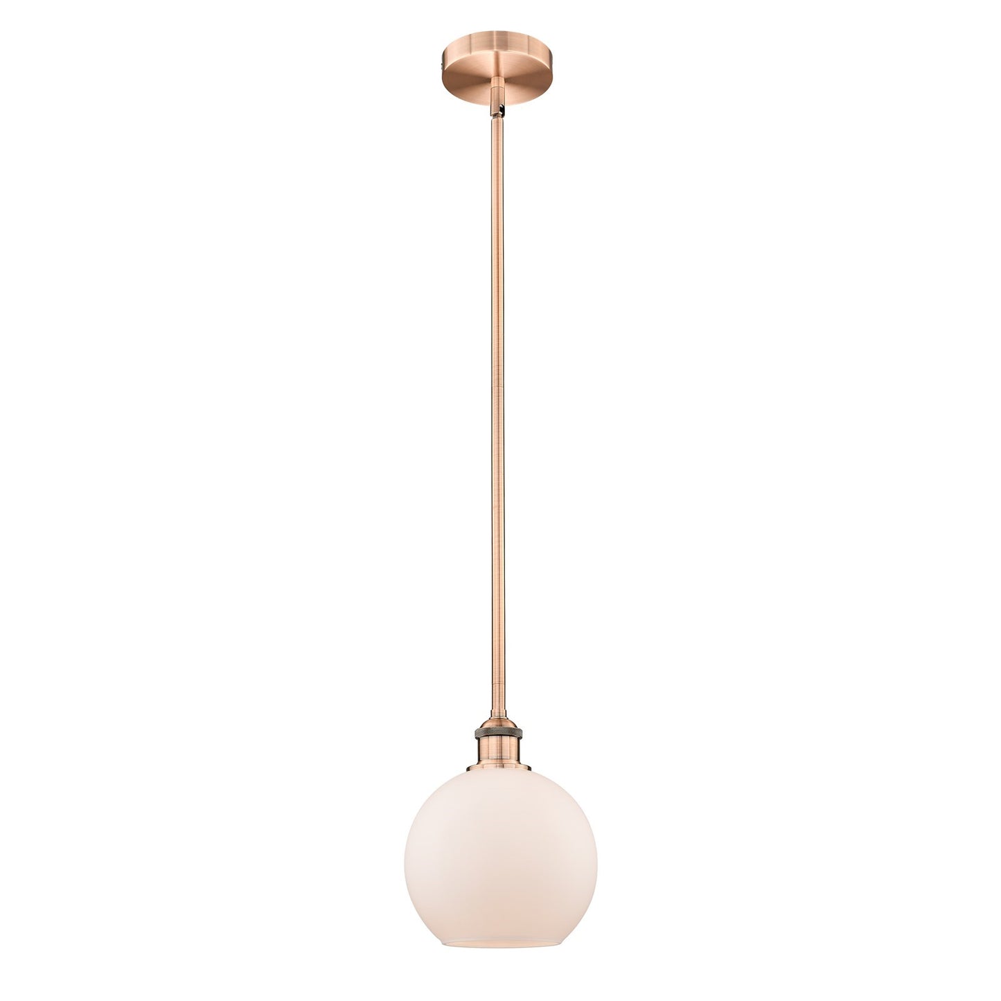 Innovations Athens 8in 1-Light Mini Pendant | Industrial Antique Copper Steel and Matte White Frosted Glass | Kitchen Island & | Model 616-1S-AC-G121-8