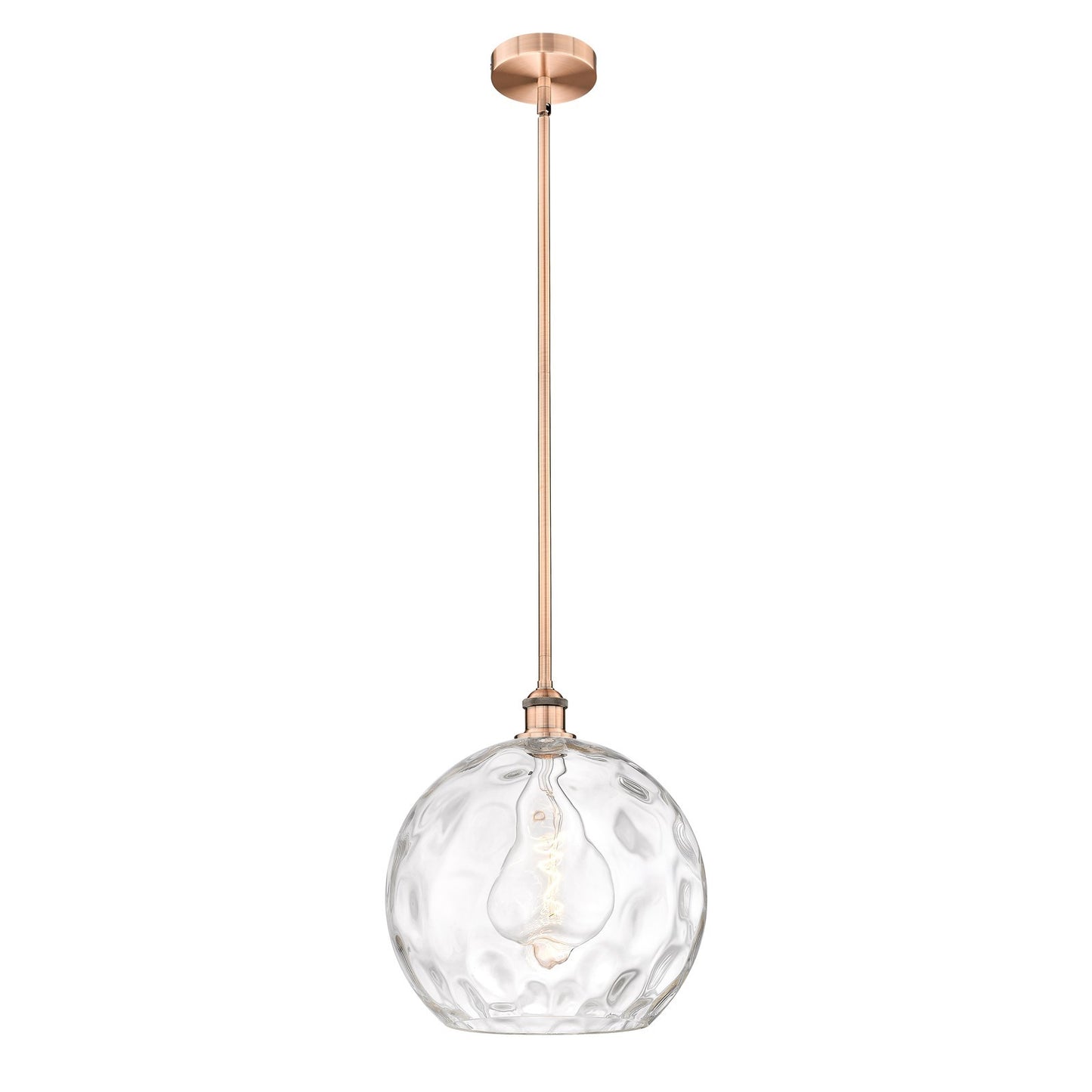 Innovations Athens Water Glass 13in 1-Light Pendant | Industrial Antique Copper Steel and Clear Glass | Kitchen Island & Dining | Model 616-1S-AC-G1215-14