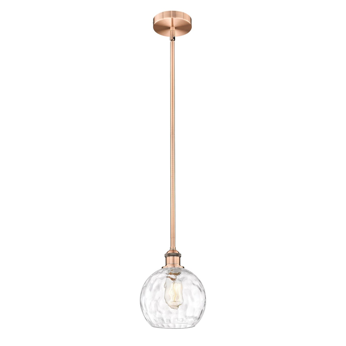 Innovations Athens Water Glass 8in 1-Light Mini Pendant | Industrial Antique Copper and Clear Glass | Kitchen Island & Bar Area | Model 616-1S-AC-G1215-8