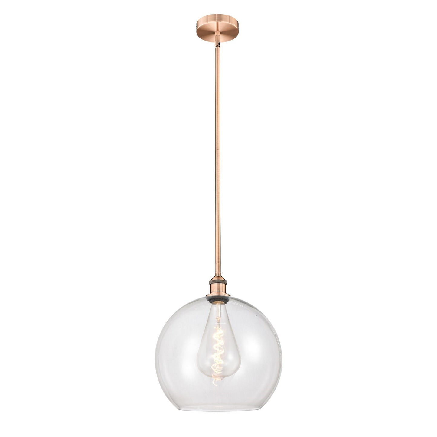 Innovations Athens 14in 1-Light Pendant | Industrial Antique Copper Steel and Clear Glass | Kitchen Island & Dining Room | 13.75 | Model 616-1S-AC-G122-14