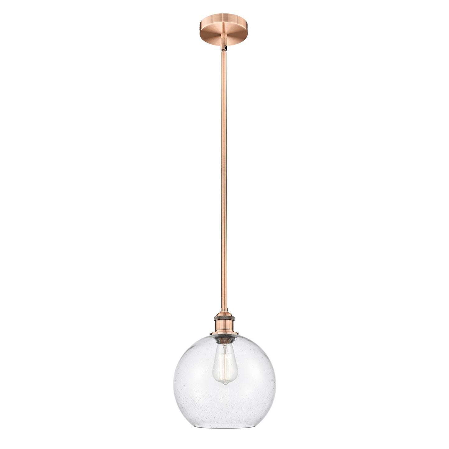 Innovations Athens 10in 1-Light Mini Pendant | Industrial Antique Copper Steel and Seedy Glass | Kitchen Island & Dining | Model 616-1S-AC-G124-10-LED