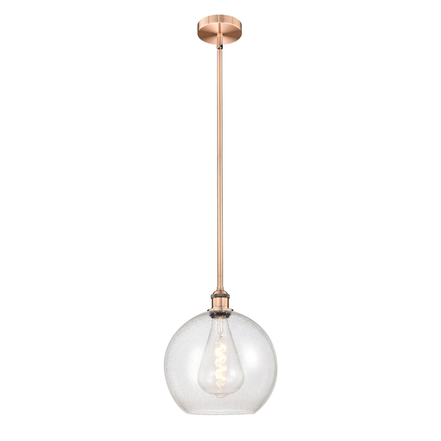 Innovations Athens 12in 1-Light Mini Pendant | Industrial Antique Copper Steel and Seedy Glass | Kitchen Island & Dining Room | Model 616-1S-AC-G124-12