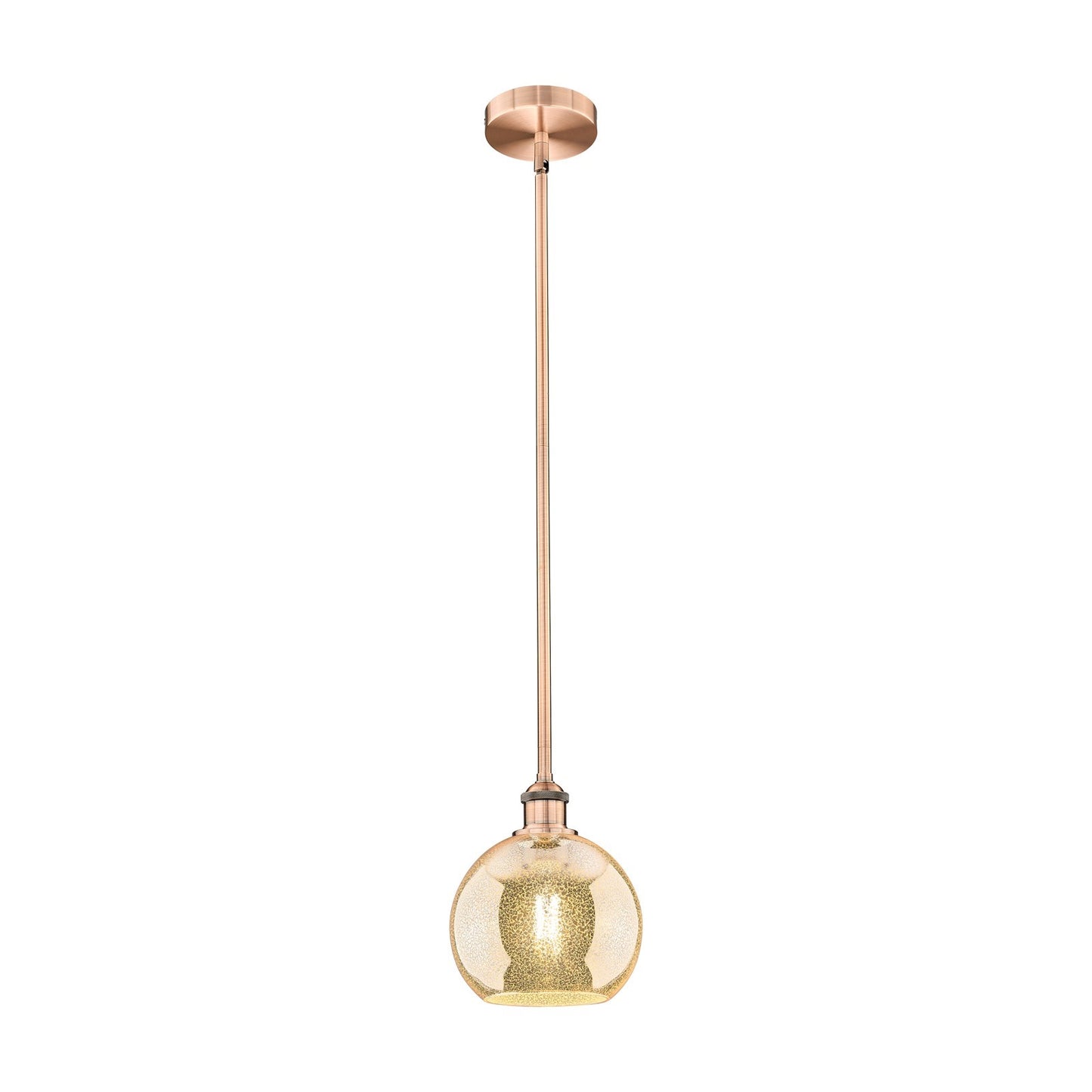 Innovations Athens 8in 1-Light Mini Pendant | Industrial Antique Copper Steel and Mercury Glass | Kitchen Island & Dining Room | Model 616-1S-AC-G128-8