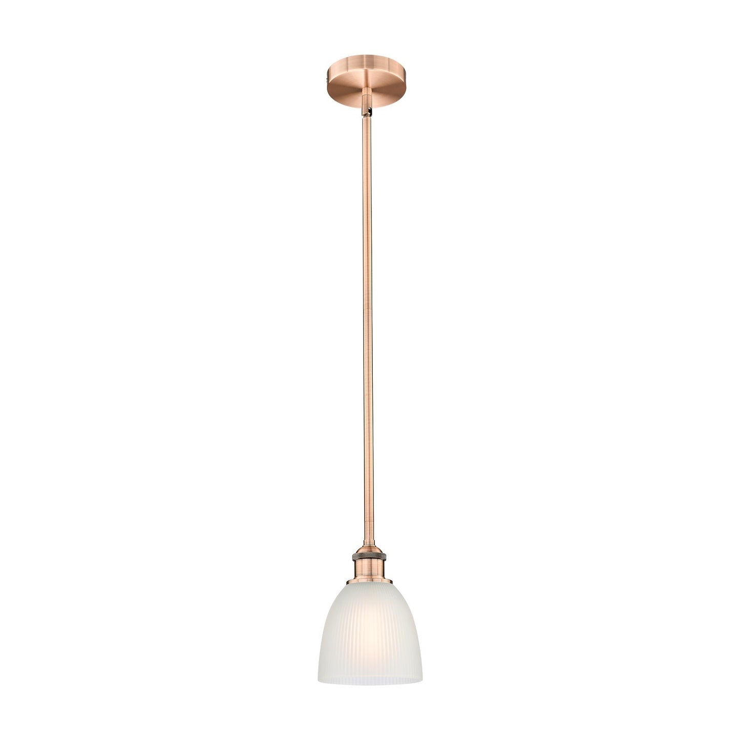 Innovations Castile 6in 1-Light Mini Pendant | Industrial Antique Copper Steel and White Glass | Kitchen Island & Dining Room | 6 x | Model 616-1S-AC-G381