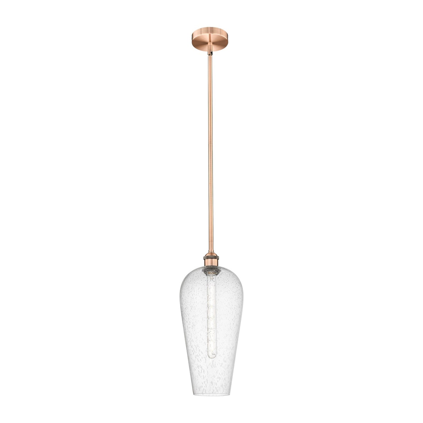 Innovations Chelsea 8in 1-Light Mini Pendant | Industrial Antique Copper Steel and Seedy Glass | Kitchen Island & Dining Room | Model 616-1S-AC-G456-8SDY