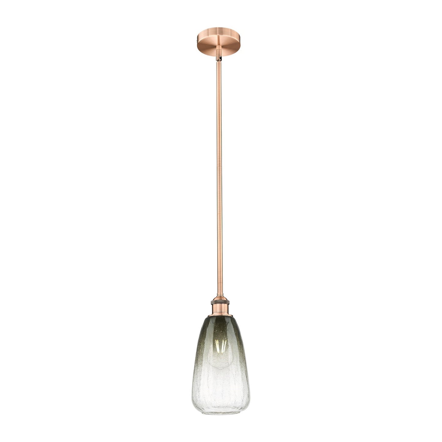Innovations Brookhaven Almond 6in 1-Light Mini Pendant | Industrial Antique Copper Steel and Slate Glass | Kitchen Island & | Model 616-1S-AC-G480-6SL