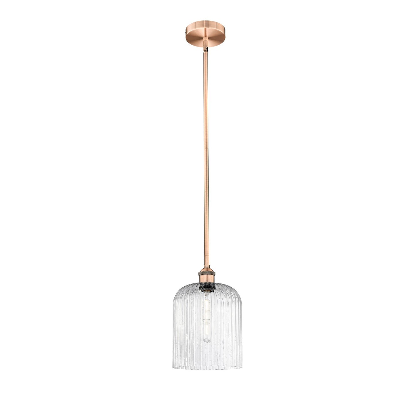 Innovations Bridal Veil 5in 1-Light Mini Pendant | Art Nouveau Antique Copper Steel and Seedy Ribbed Glass | Kitchen Island & | Model 616-1S-AC-G559-8SDY