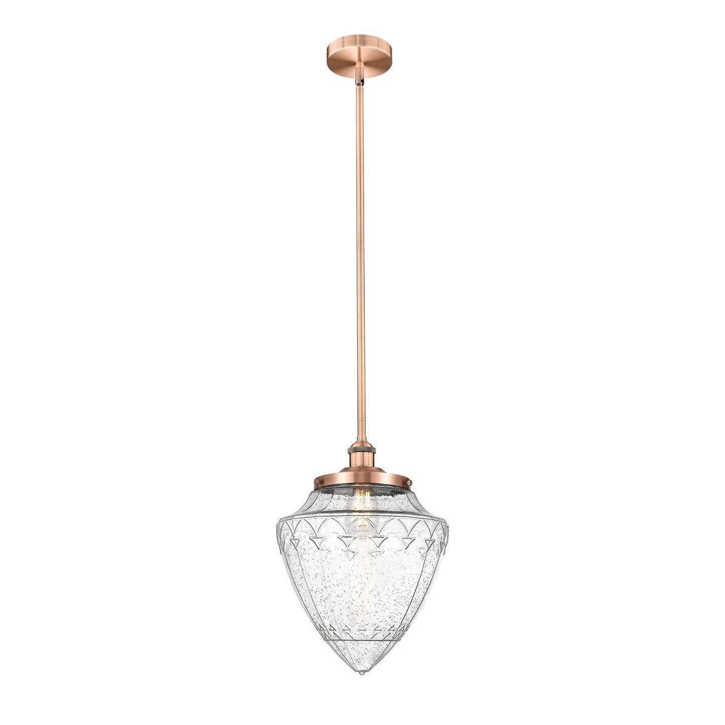 Innovations Bridgeton 12in 1-Light Mini Pendant | Traditional Antique Copper Steel and Seedy Glass | Kitchen Island & Dining | Model 616-1S-AC-G664-12