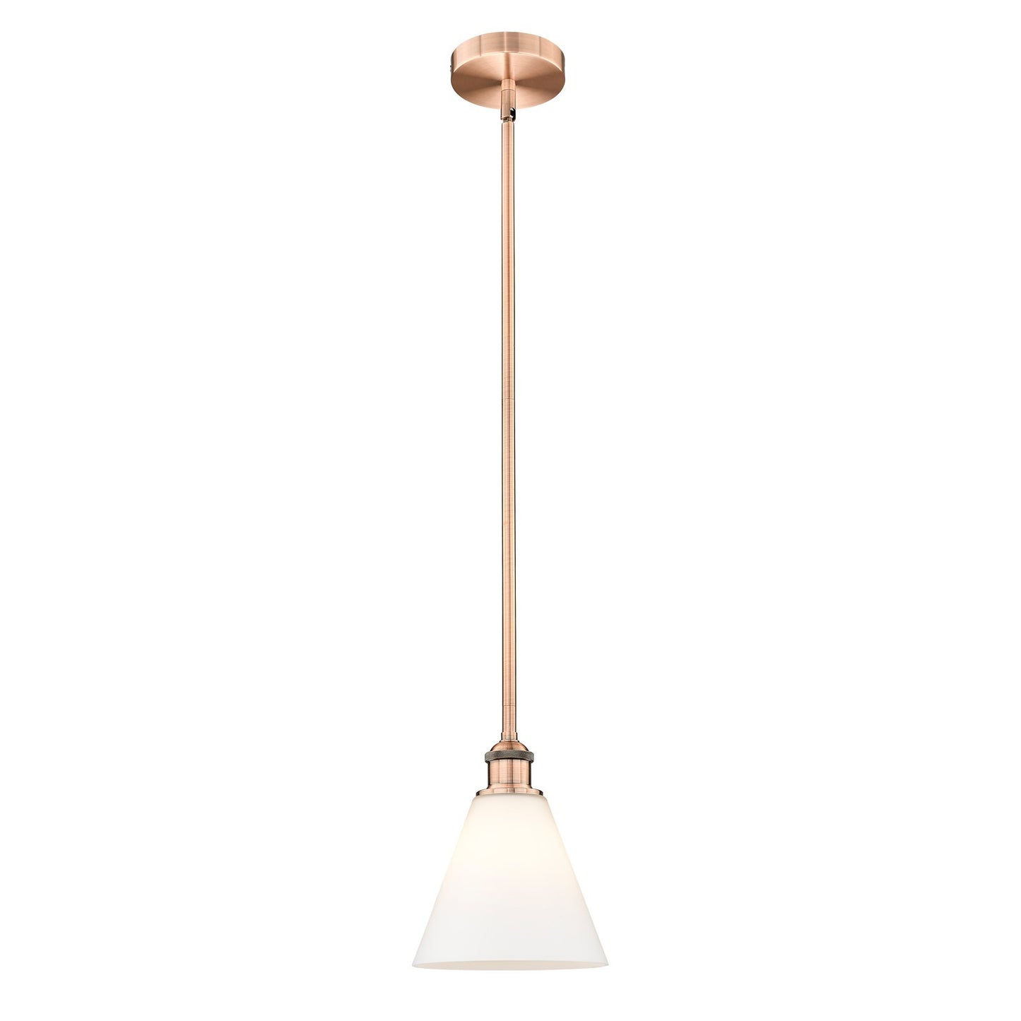 Innovations Berkshire Glass 8in 1-Light Mini Pendant | Industrial Antique Copper Steel and Matte White Glass | Kitchen Island & | Model 616-1S-AC-GBC-81