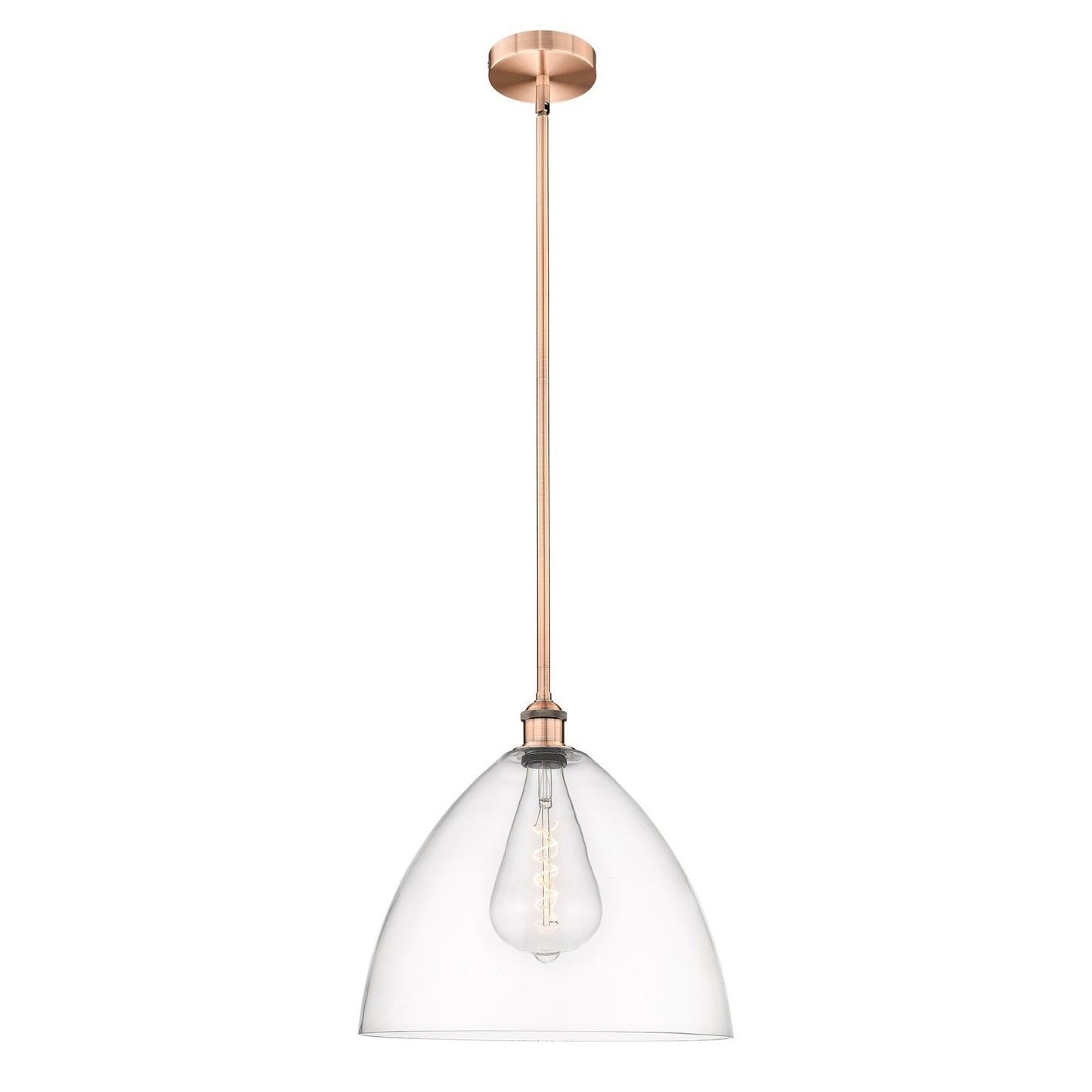 Innovations Bristol 16in 1-Light Pendant | Industrial Antique Copper Steel and Clear Glass | Kitchen Island & Dining Room | 16 x | Model 616-1S-AC-GBD-162