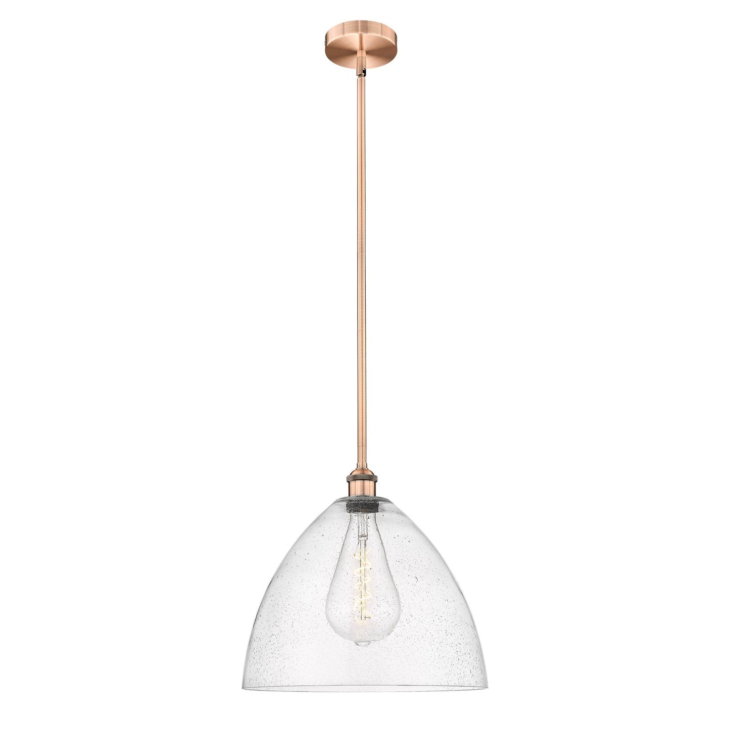 Innovations Bristol 16in 1-Light Pendant | Industrial Antique Copper Steel and Seedy Glass Dome Shade | Kitchen Island & Dining | Model 616-1S-AC-GBD-164