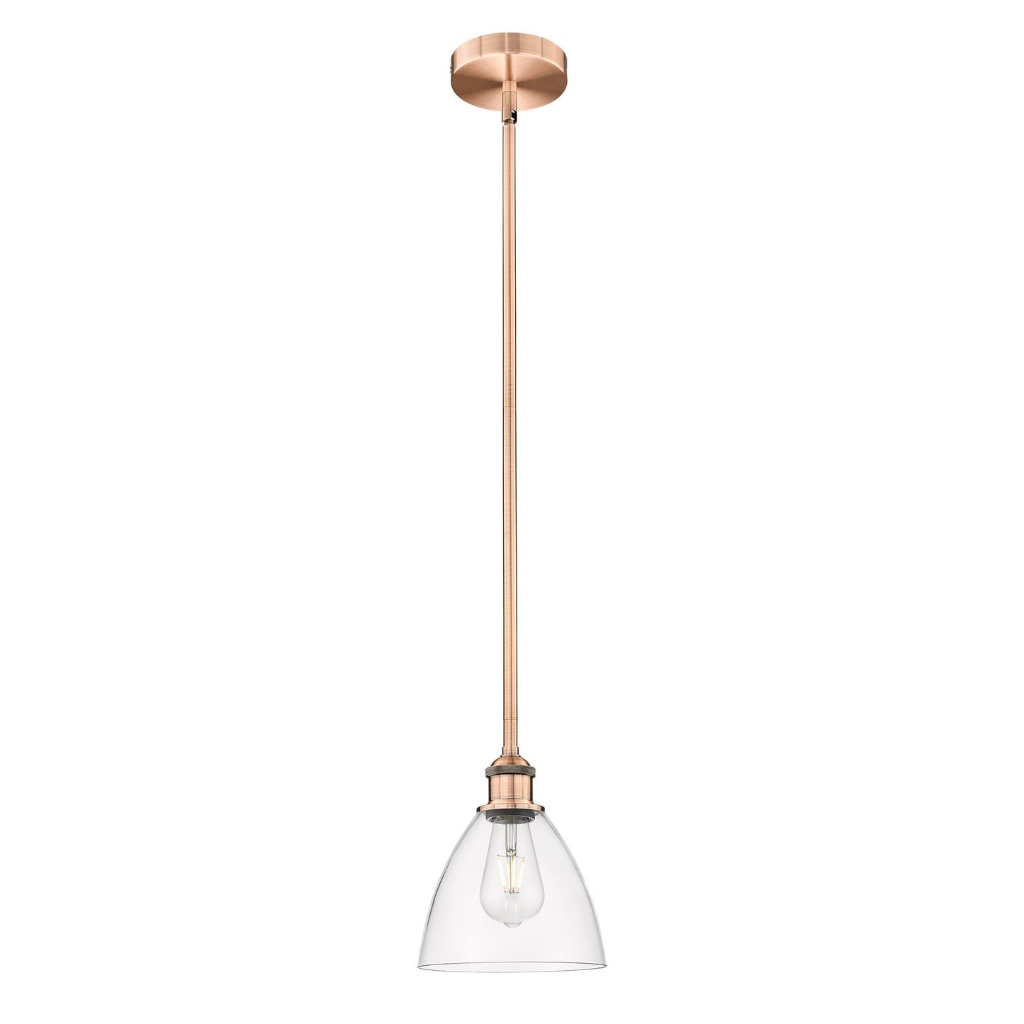 Innovations Bristol 8in 1-Light Mini Pendant | Industrial Antique Copper and Clear Glass | Kitchen Island & Dining Room | 7.5 x | Model 616-1S-AC-GBD-752