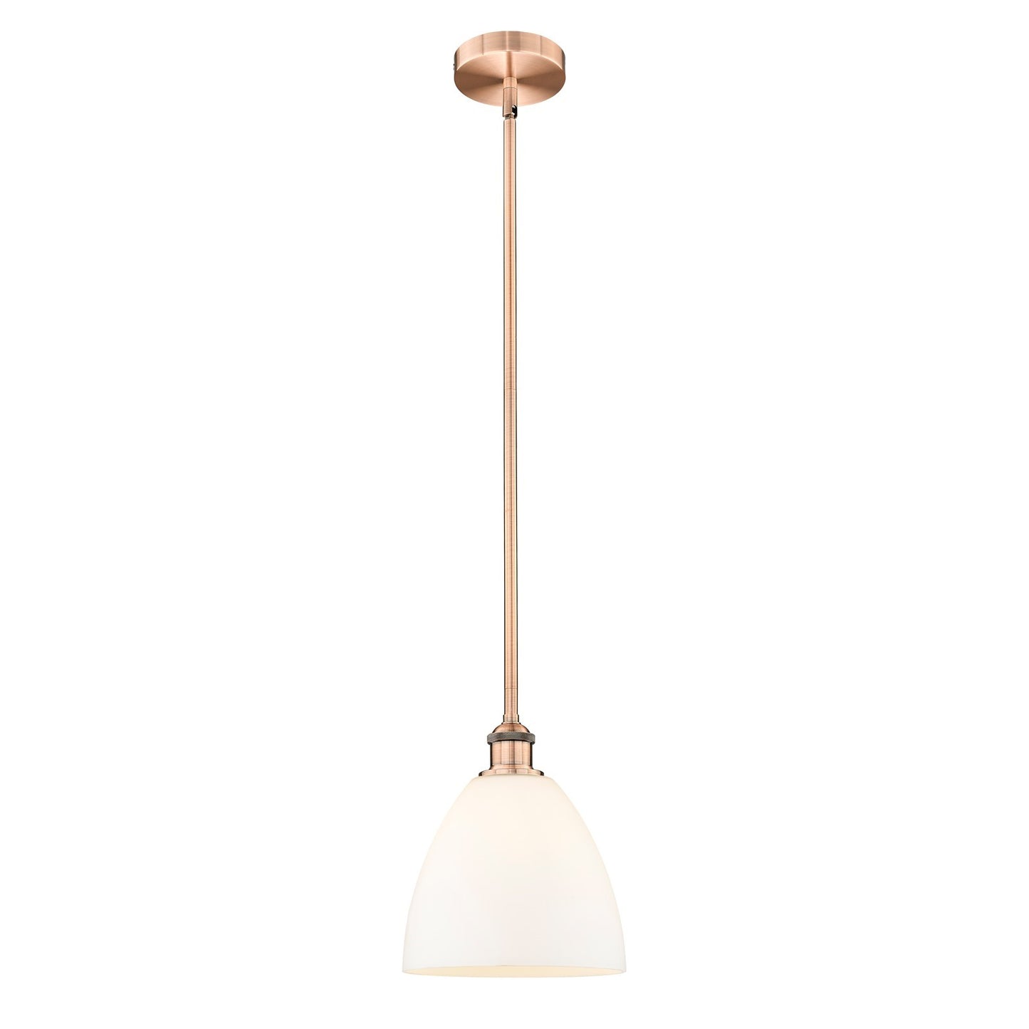Innovations Bristol 9in 1-Light Mini Pendant | Industrial Antique Copper Steel and Matte White Glass | Kitchen Island & | Model 616-1S-AC-GBD-91-LED